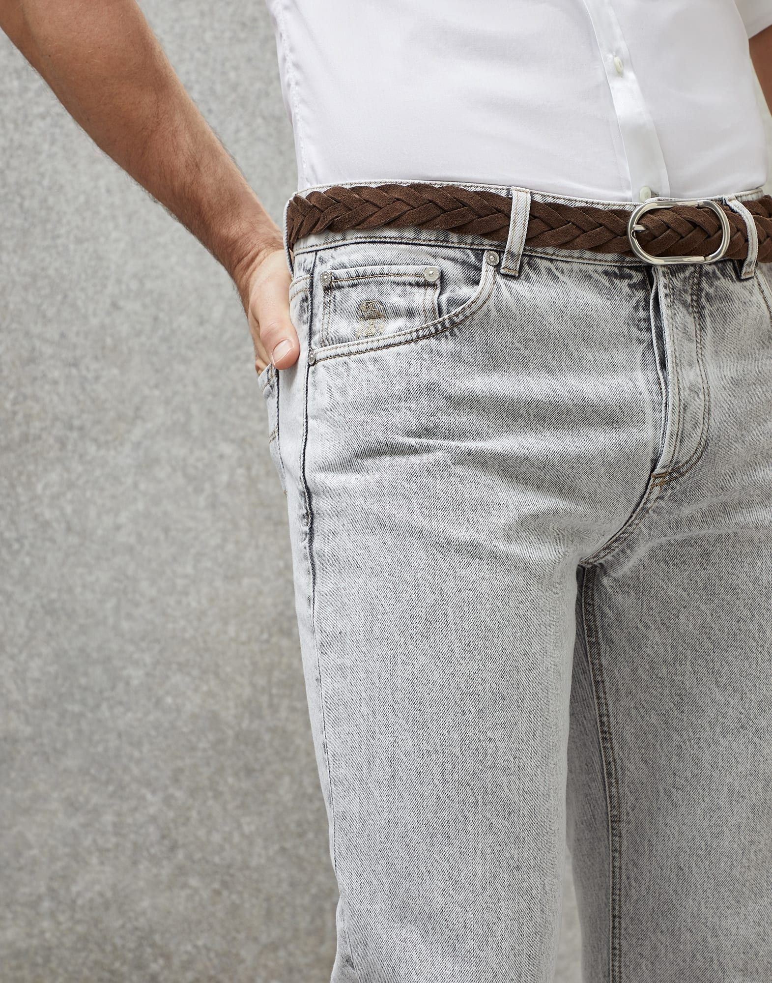 Brunello Cucinelli o1la1rc1a0325 Denim Pants in Silver Size US 34 / EU 50 - 3 Thumbnail