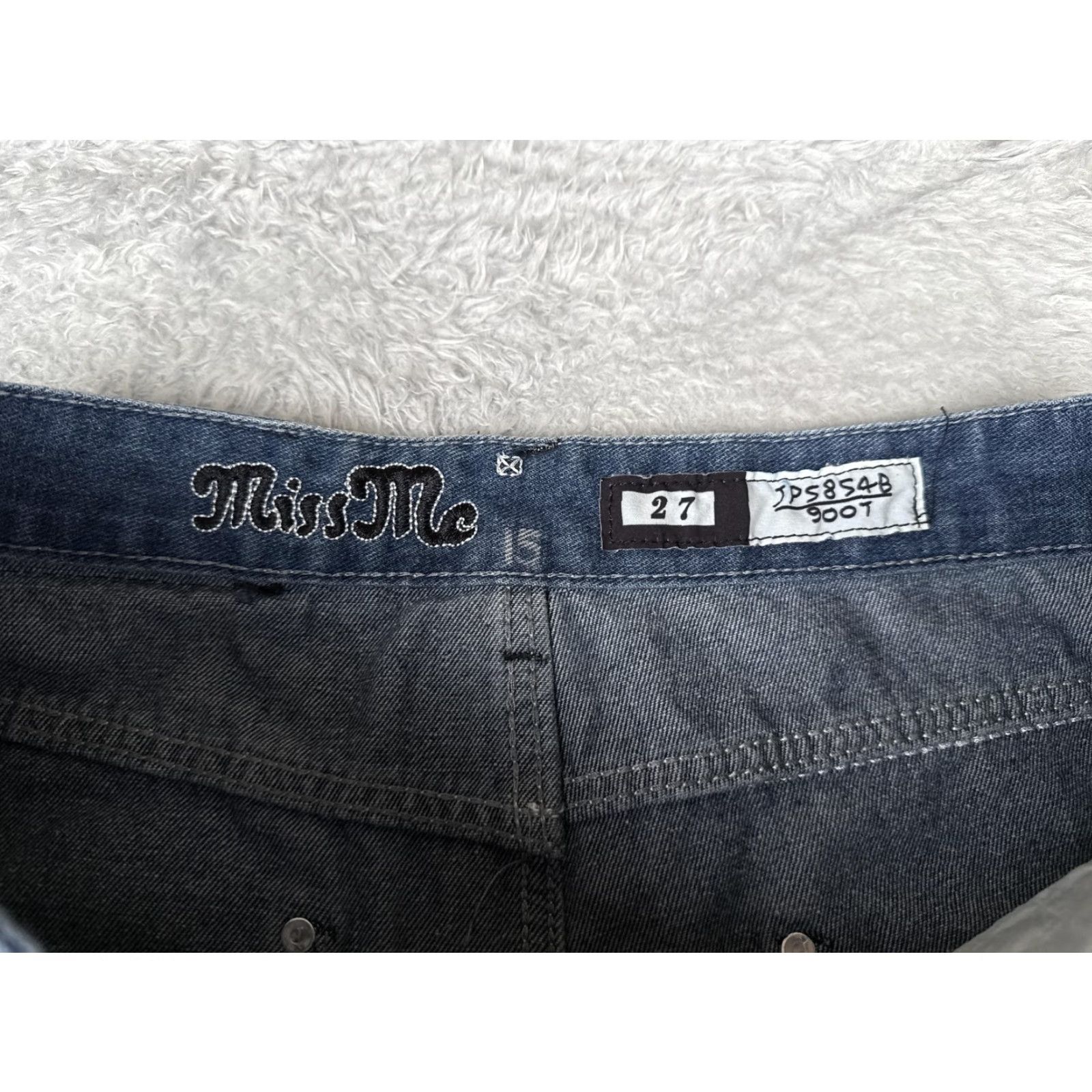 Miss Me VINTAGE Miss Me Jeans Womens 27 Blue Rhinestone Cross Back Pockets Distressed JP5854B Size 27" / US 4 / IT 40 - 6 Thumbnail