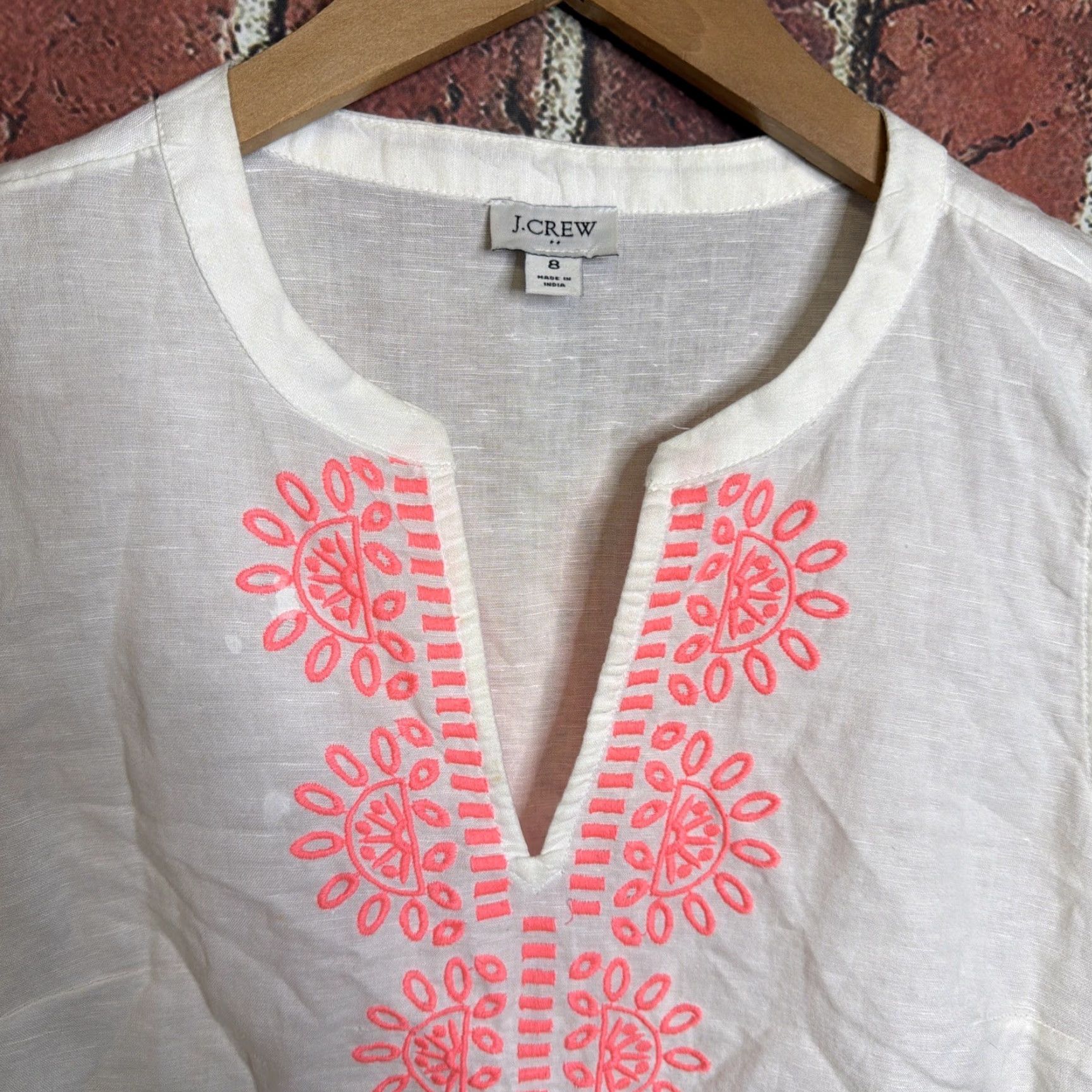 J.Crew J. Crew Embroidered Tank Top Size 8 White Linen Cotton Boho Sleeveless Shirt Womens Regular Comfortable Lightweight Summer Vintage: No Size M / US 6-8 / IT 42-44 - 2 Thumbnail