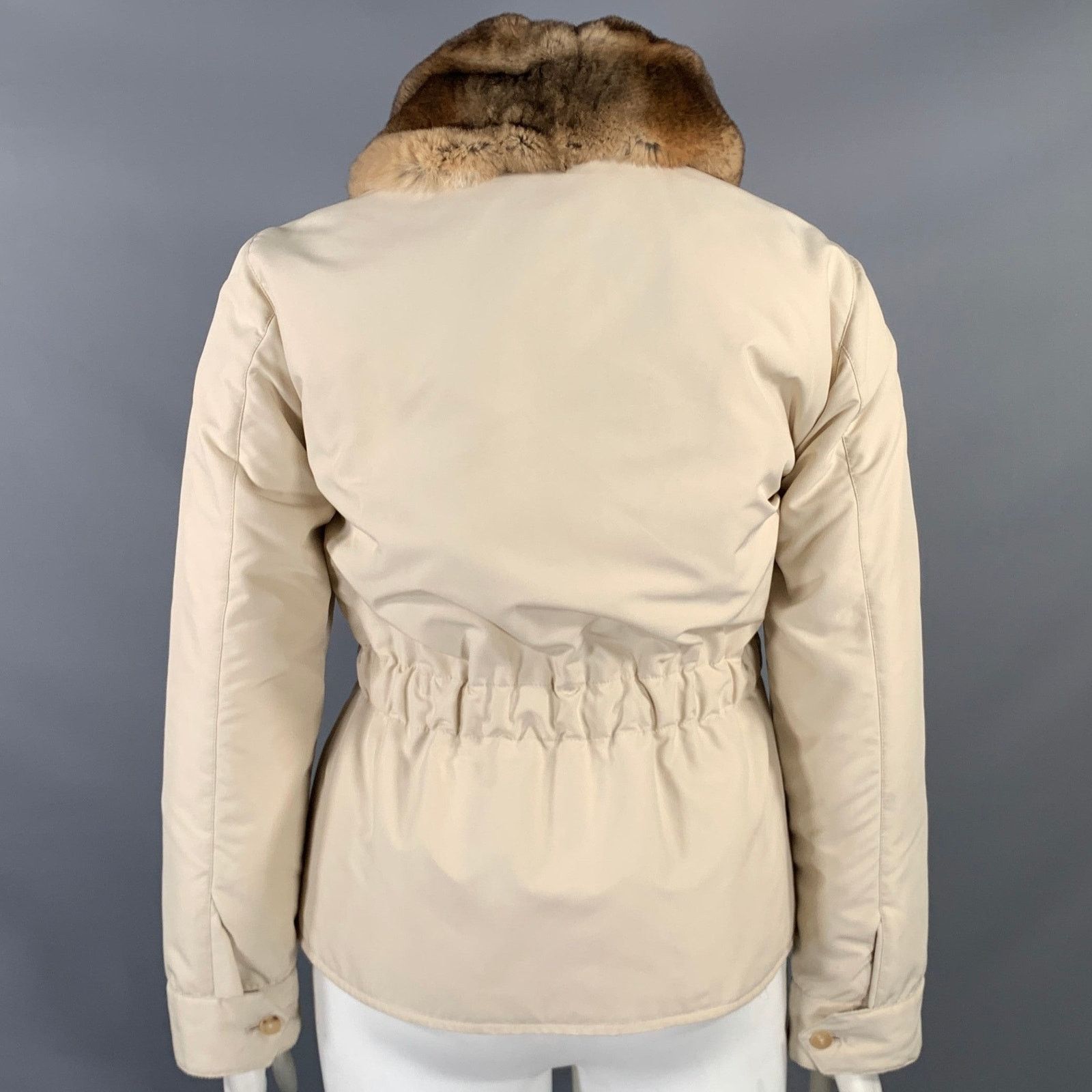 Agnona AGNONA 10 Cream Polyester Removable Fur Collar Zip Up Jacket Size L / US 10 / IT 46 - 5 Thumbnail