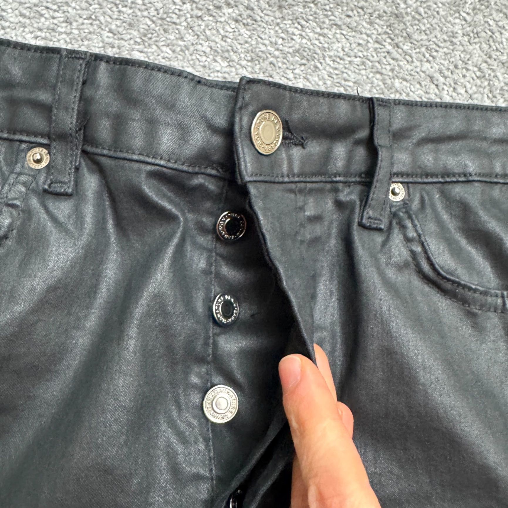 Zara Zara Pants Womens 8 Black Flared Faux Leather Side Zip Button 25 Inseam Stretch Pockets Casual Travel Vintage No (if required) Size 30" / US 8 / IT 44 - 3 Thumbnail