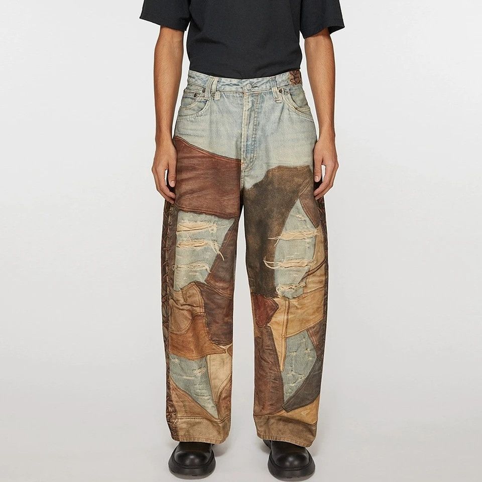 Patchwork Baggy Straight Ripped