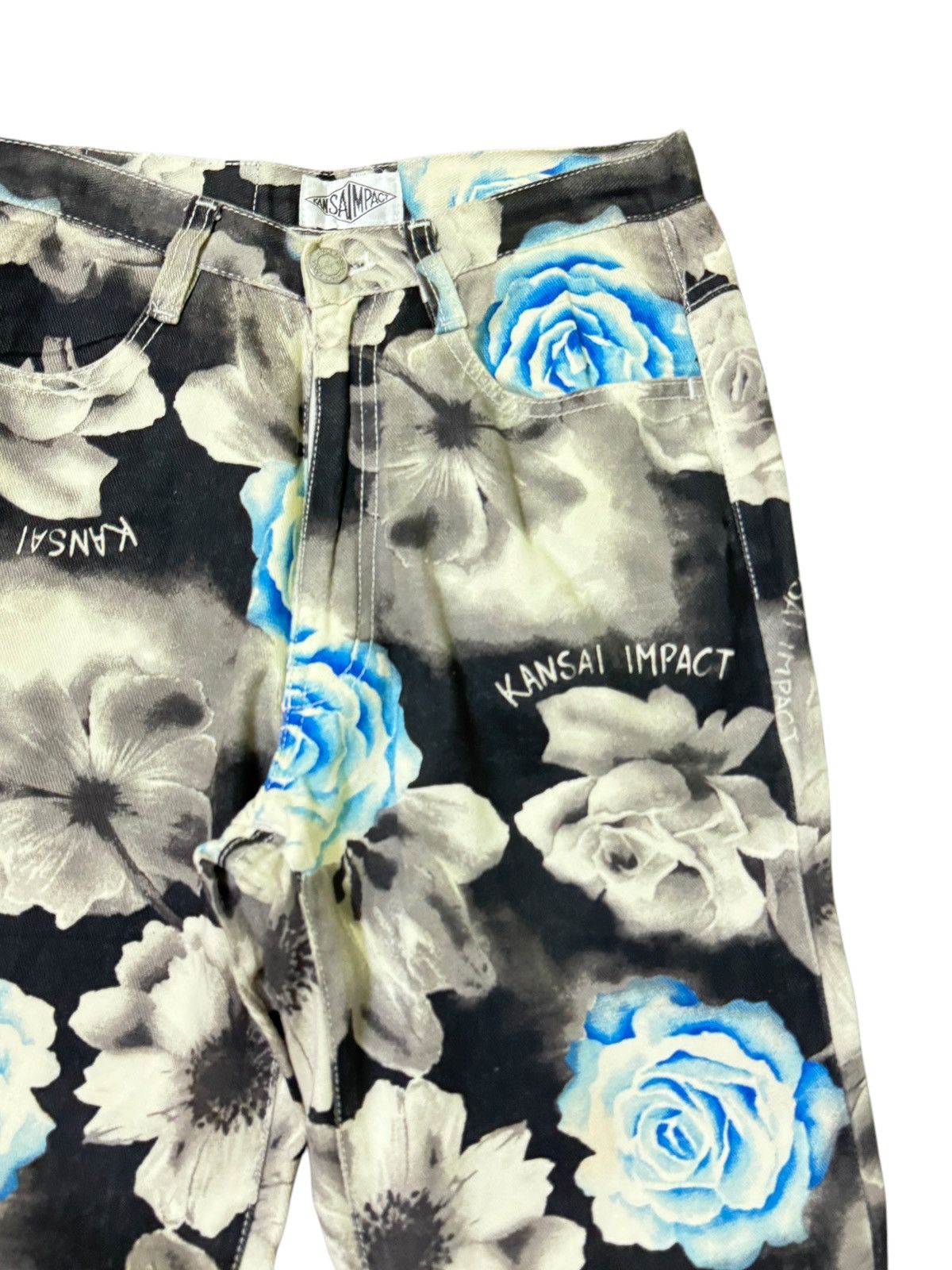 Japanese Brand FLARED KANSAI IMPACT FLOWER FULL PRINTED BOOT CUT PANT Size 24" / US 00 / IT 34 - 5 Thumbnail