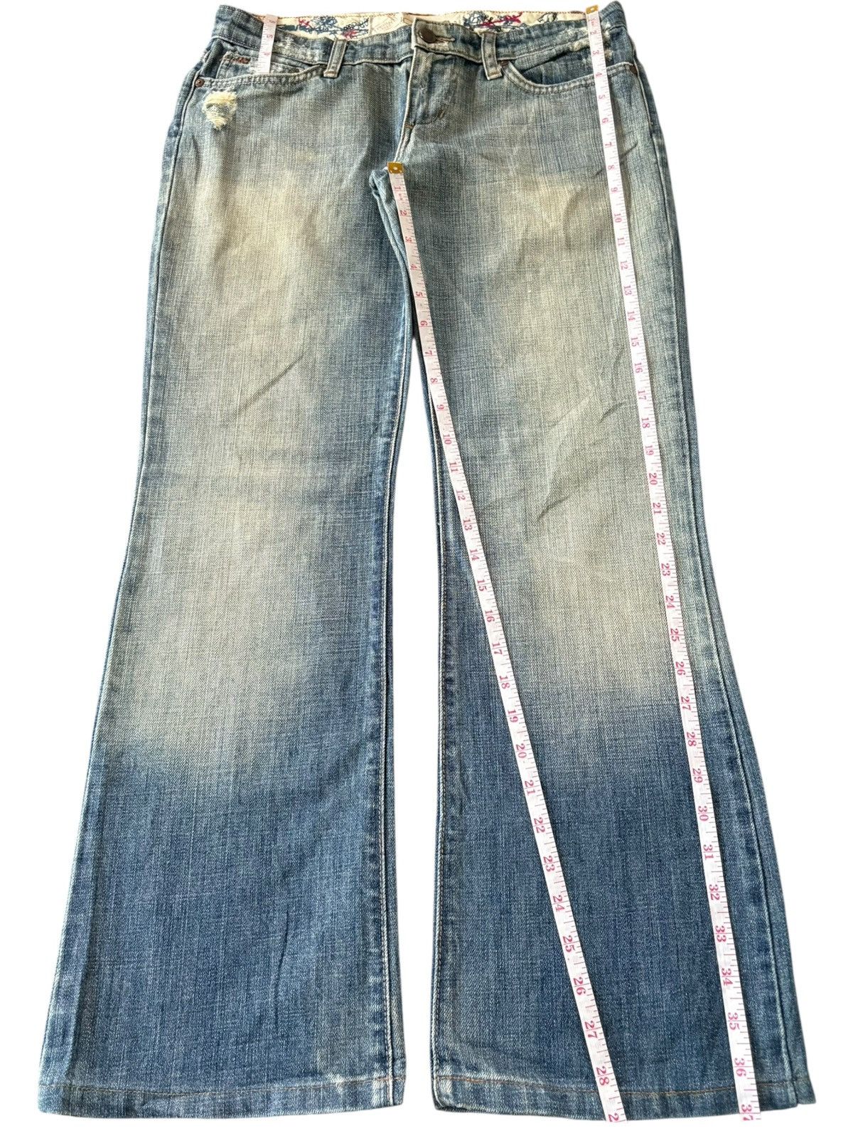 Hysteric Glamour Vintage Joes Embroidery Mud Wash Distress Flare Jeans Size 31" - 7 Thumbnail