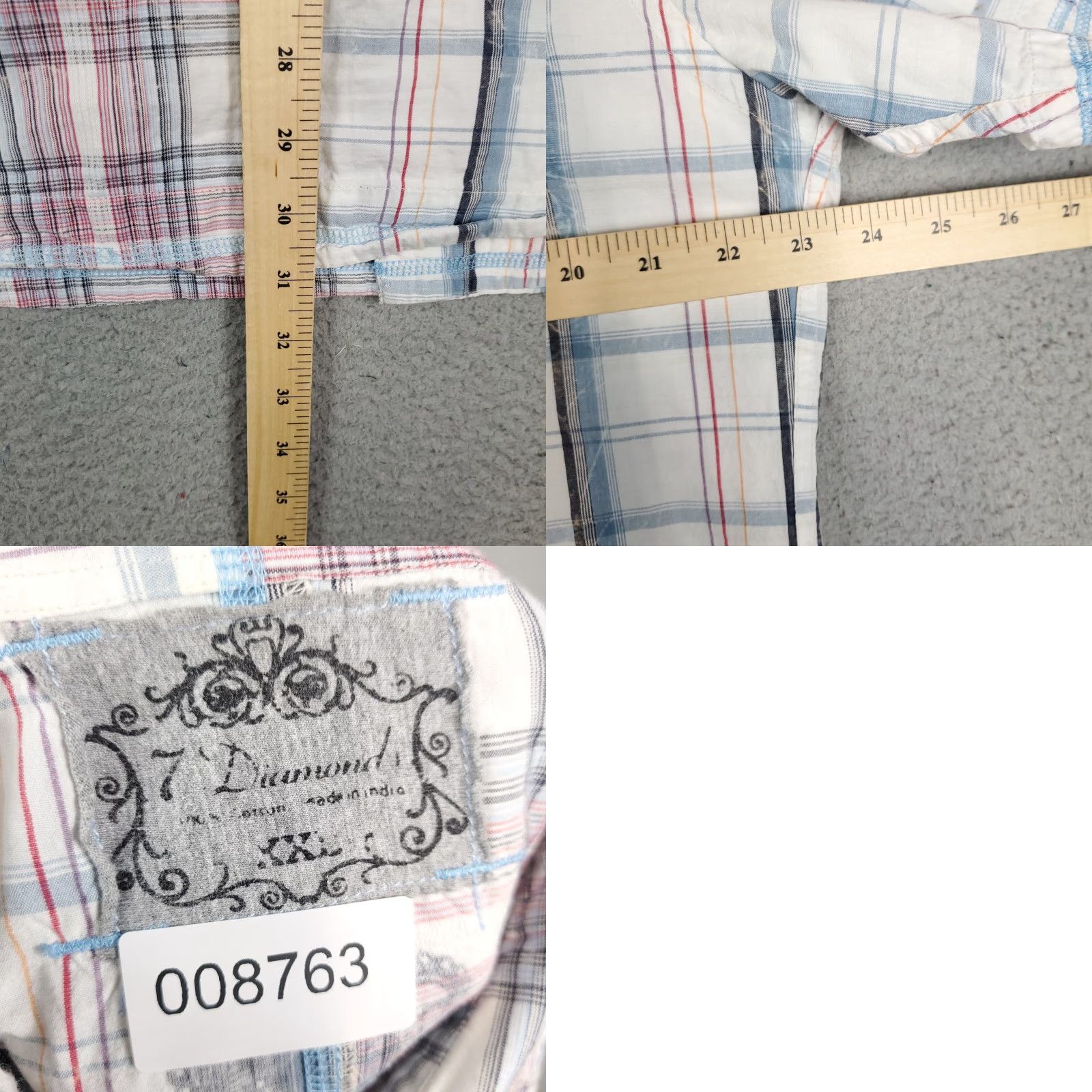 Vintage 7 Diamonds Button-Up Shirt Snap Plaid Blue 2XL Mens Regular Short Sleeve Vintage-Style? Note: Ensure clarity. Size US XXL / EU 58 / 5 - 8 Thumbnail