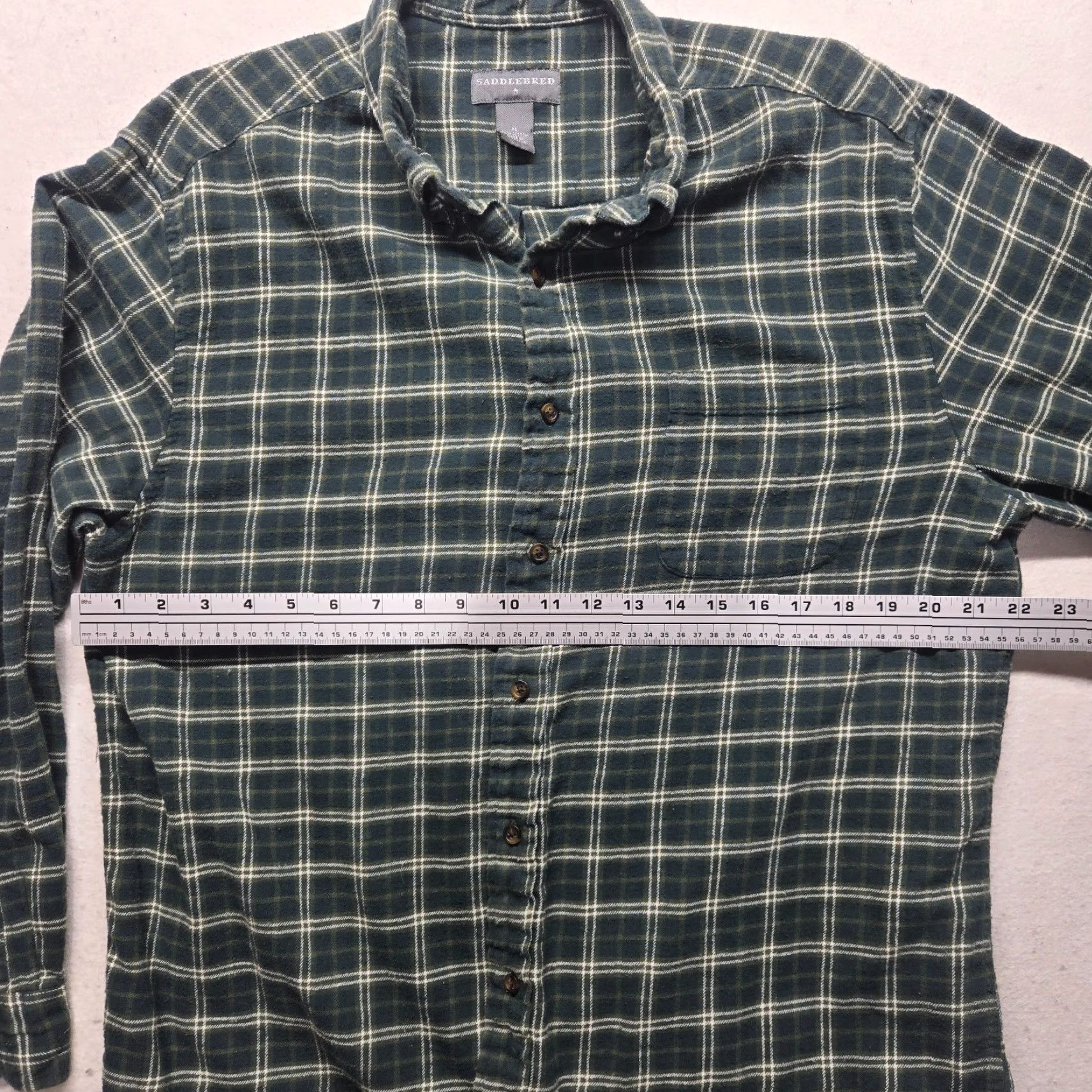 Vintage Saddlebred Shirt Button-Up Plaid Blue Check Brown Cotton Adult Men's XL Fall Winter Casual Classic Size US XL / EU 56 / 4 - 5 Thumbnail