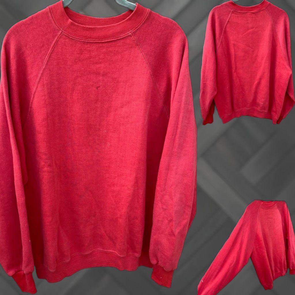 Sears VINTAGE Sears Sportswear Raglan Sweatshirt Worn Stains Sweatshirt Red XL Men Size US XL / EU 56 / 4 - 1 Thumbnail