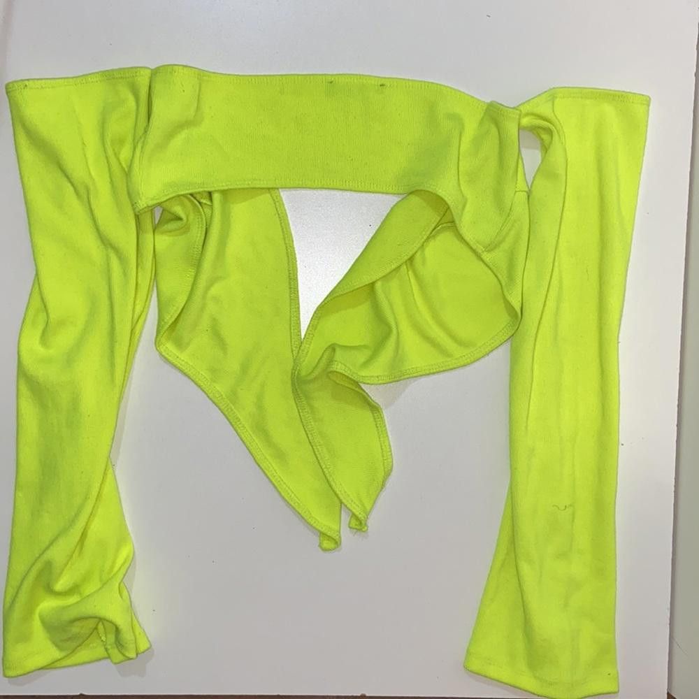 Fashion Nova Fashion Nova I Neon Off The Shoulder Tie Crop Top Size M / US 6-8 / IT 42-44 - 6 Thumbnail
