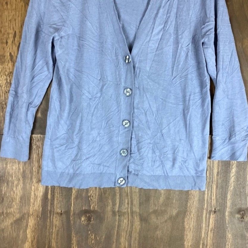 Loft VINTAGE LOFT Cardigan Gray V-Neck Button Down Long Sleeve Stretch Medium Womens Sweater Cardigan Knit Solid 3/4? Size M / US 6-8 / IT 42-44 - 3 Thumbnail