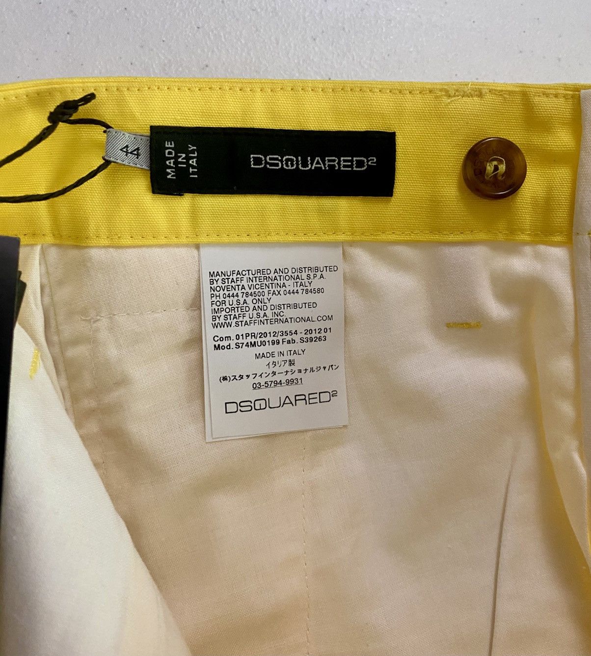 Dsquared2 Dsquared2 Canary Yellow/White Stripes Side Zip Shorts 44 NWT Size 30" / US 8 / IT 44 - 2 Thumbnail