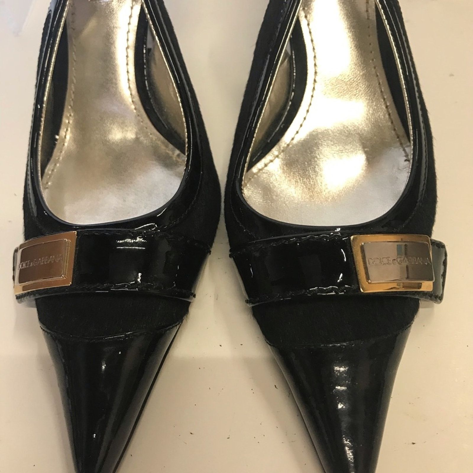 Dolce & Gabbana COPY - Dolce & Gabbana Black sling back patent trim Size US 6 / IT 36 - 4 Thumbnail