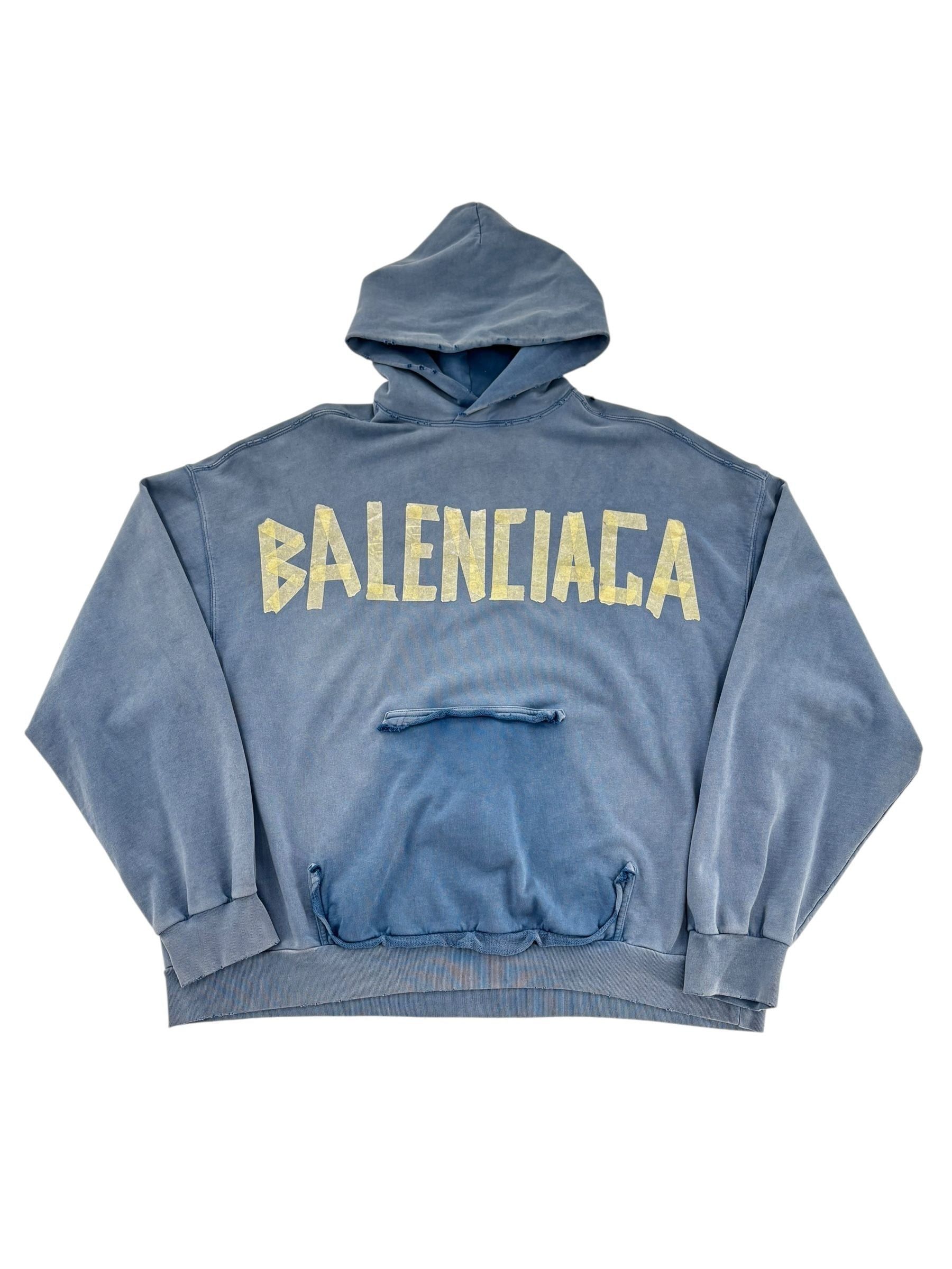Balenciaga Tape Hoodie Blue Size US M / EU 48-50 / 2 - 1 Thumbnail