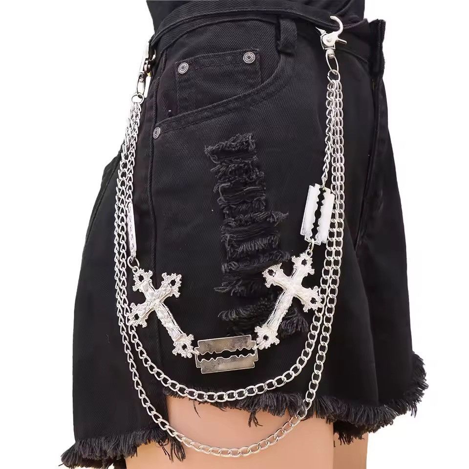 Vintage cross pendant imitation blade Rock Metal Pants Waist Chain Size ONE SIZE - 1 Thumbnail