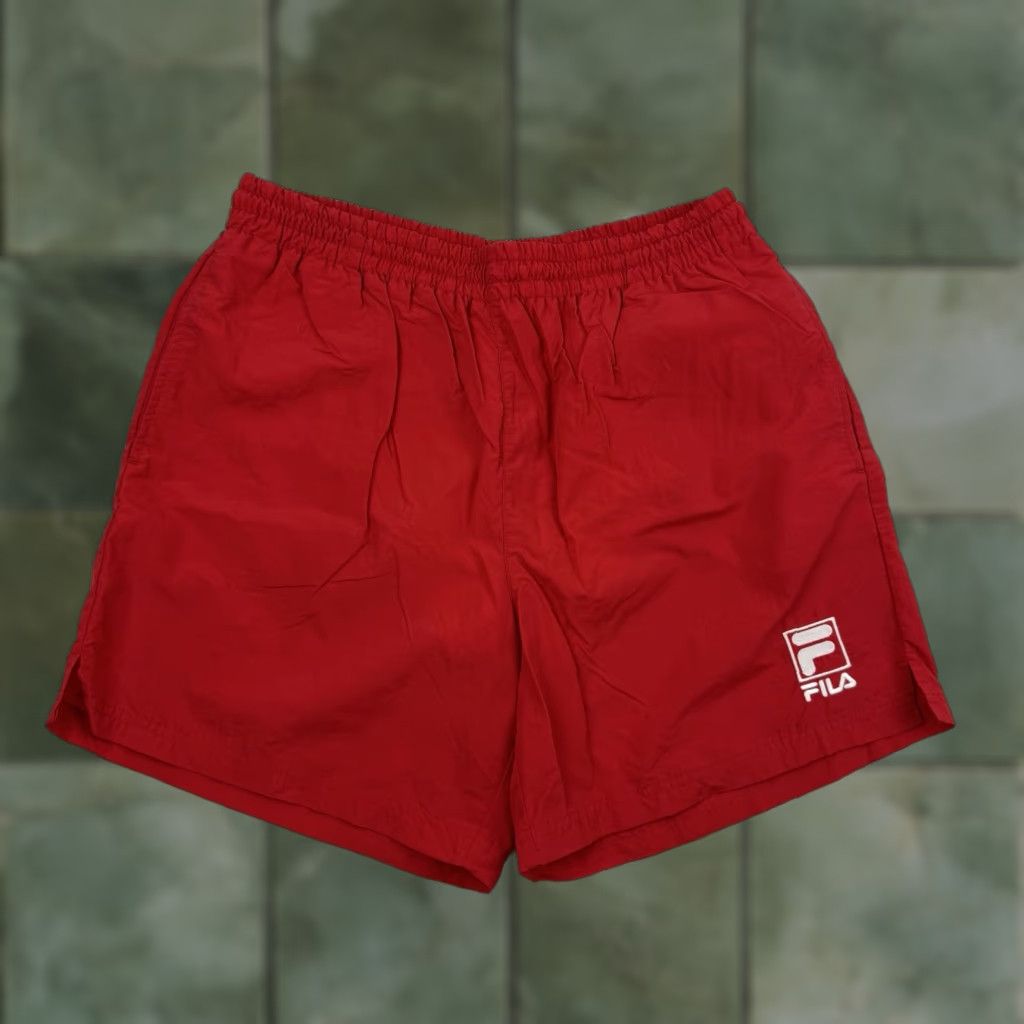 Fila VINTAGE FILA Swim Trunks Men M Red 90s Drawstring Trunks Swimsuit Pool Ocean Sports Size ONE SIZE - 1 Thumbnail