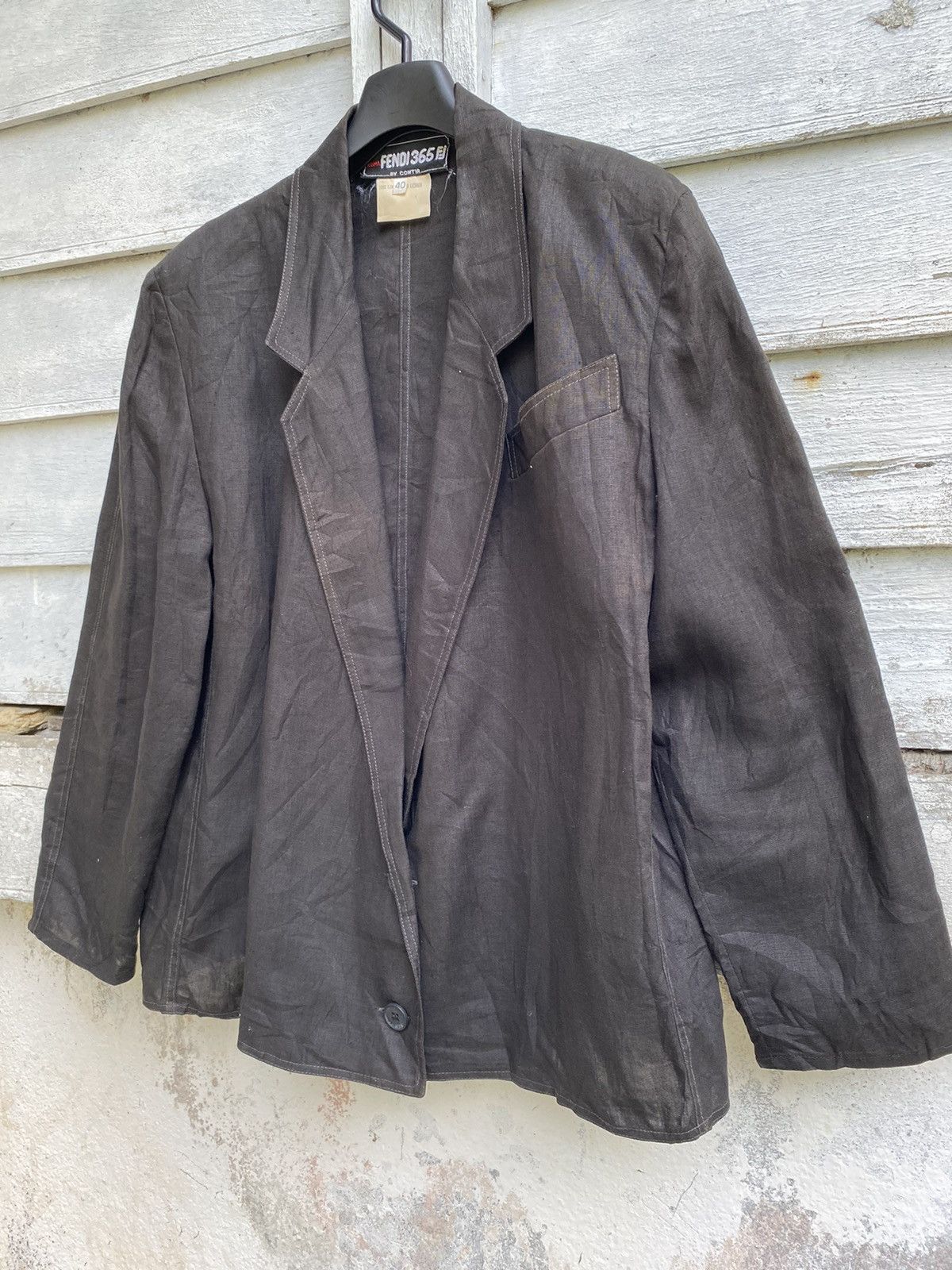 Fendi × Vintage Vintage Fendi 365 By Contir Button Less Linen Jacket Size S / US 4 / IT 40 - 2 Thumbnail