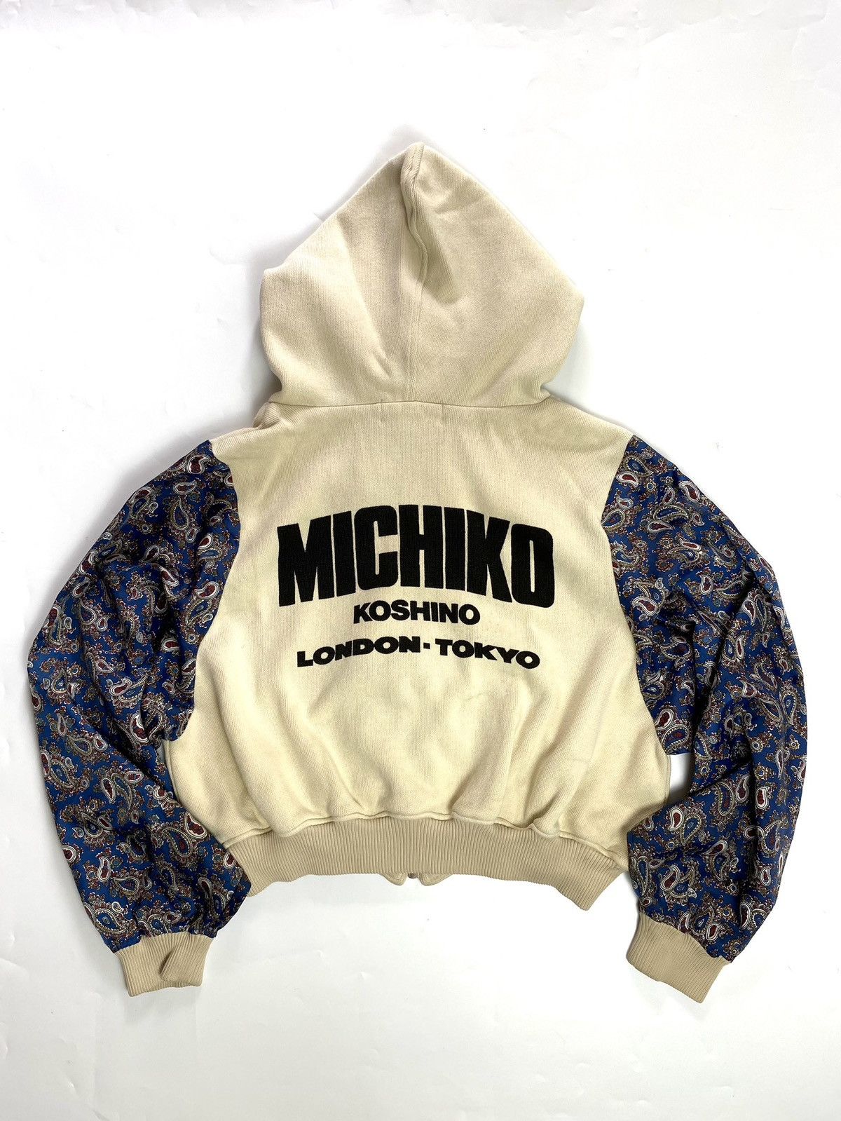 image of Art x Michiko Koshino London Paisley Boxy Ziphoodie Michiko London-Tokyo in Cream (Size Medium)