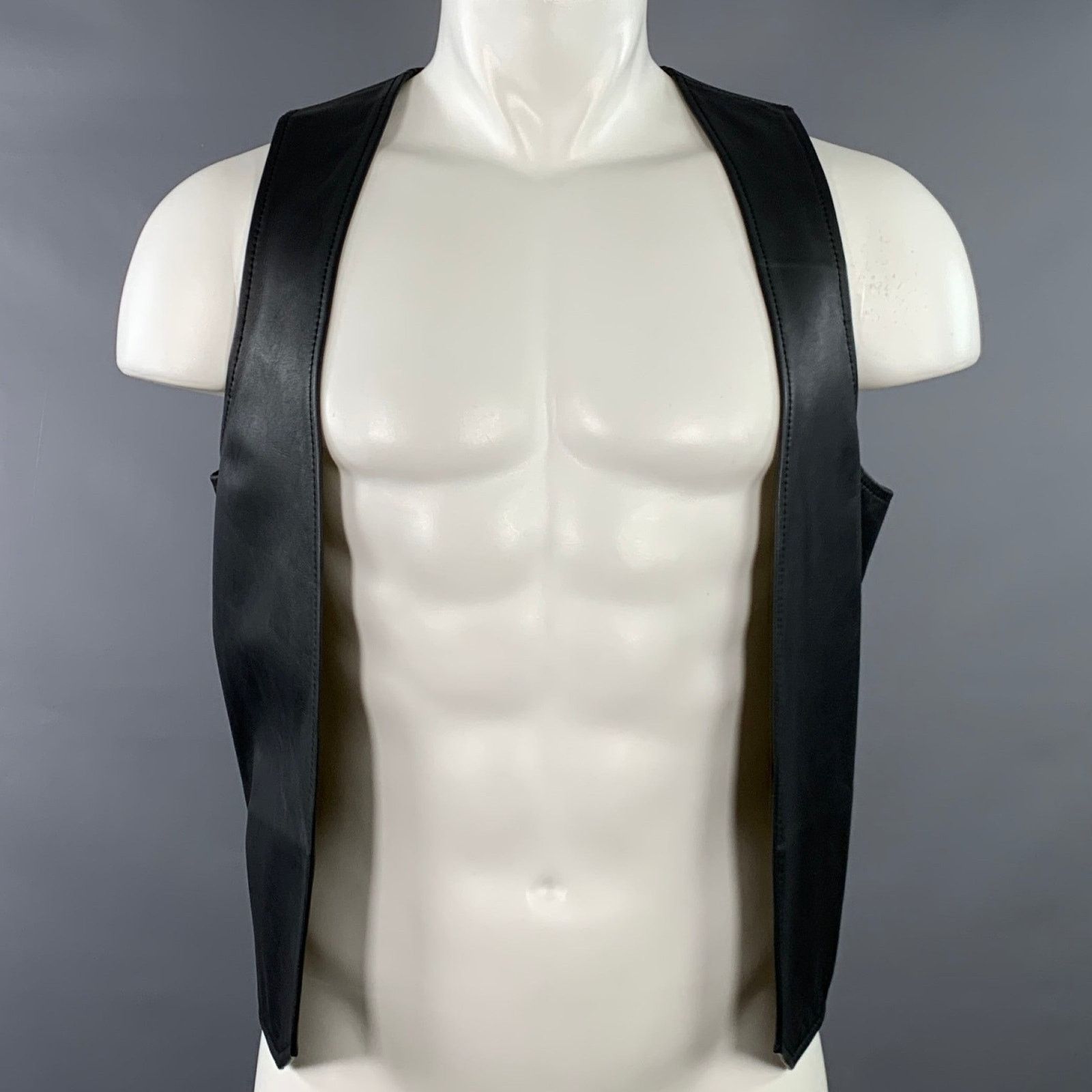 Other MR. S LEATHER Size S Black Leather Open Front Vest Size 36R - 1 Thumbnail