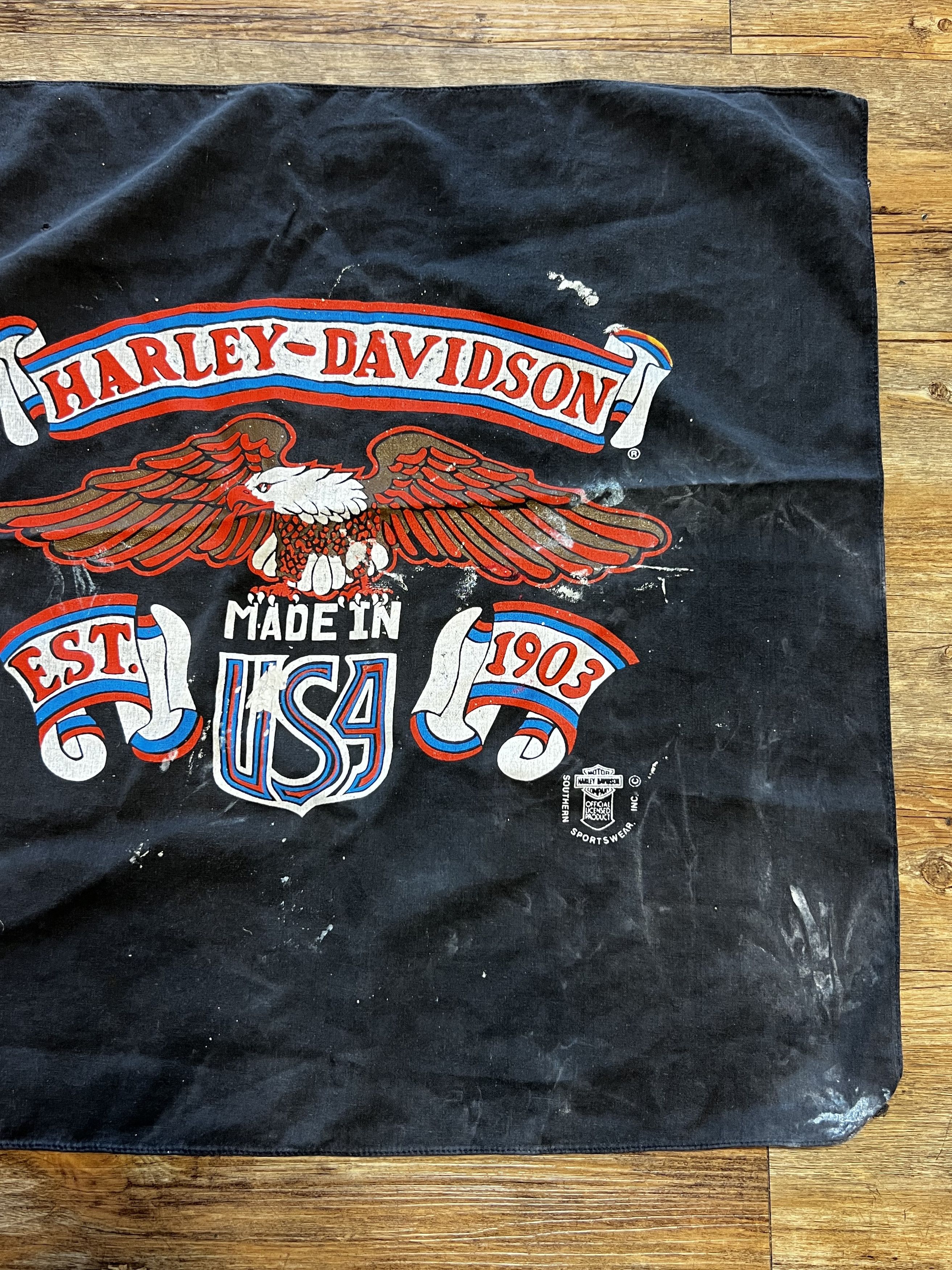 Vintage Vintage 1980's Official Harley Davidson Eagle Logo Bandana Size ONE SIZE - 4 Thumbnail