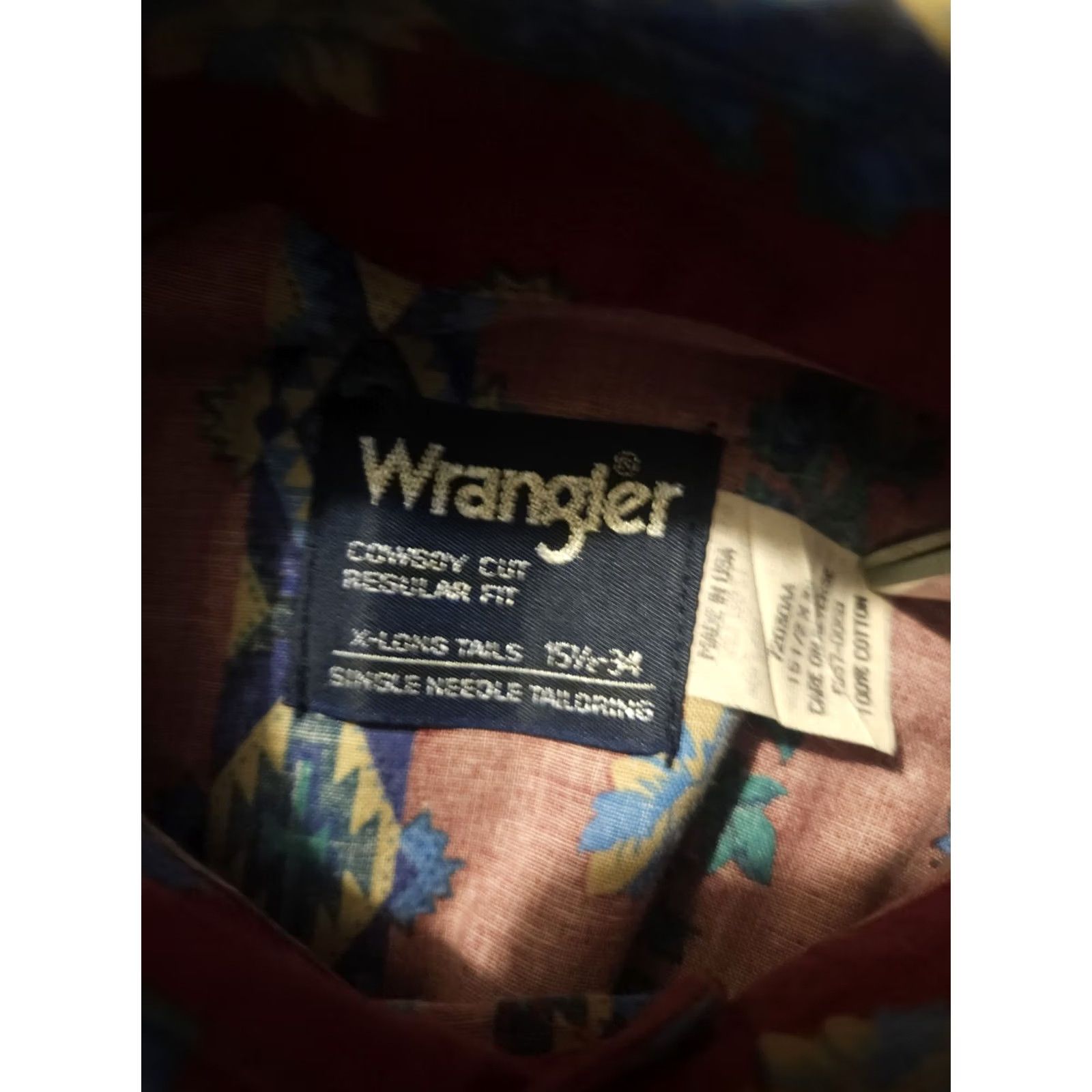 Wrangler VINTAGE Wrangler Button-Down Shirt Mens XL Red Striped 42 Chest USA Western Cowboy 80s 90s Pattern Pockets Easy Care Cotton Office Casual Size US XL / EU 56 / 4 - 2 Thumbnail