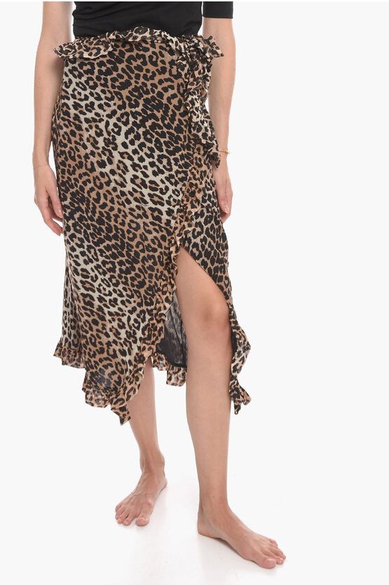 og1mm0624 Midi Wrap Skirt in Leopard