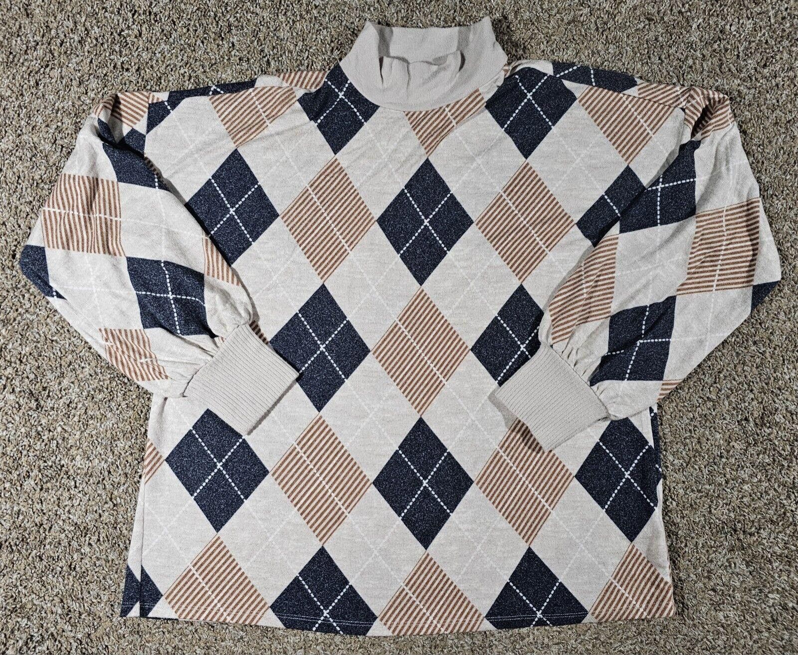 Designer Maurices Argyle 0x Mock Neck Sweatshirt Size XS / US 0-2 / IT 36-38 - 1 Thumbnail
