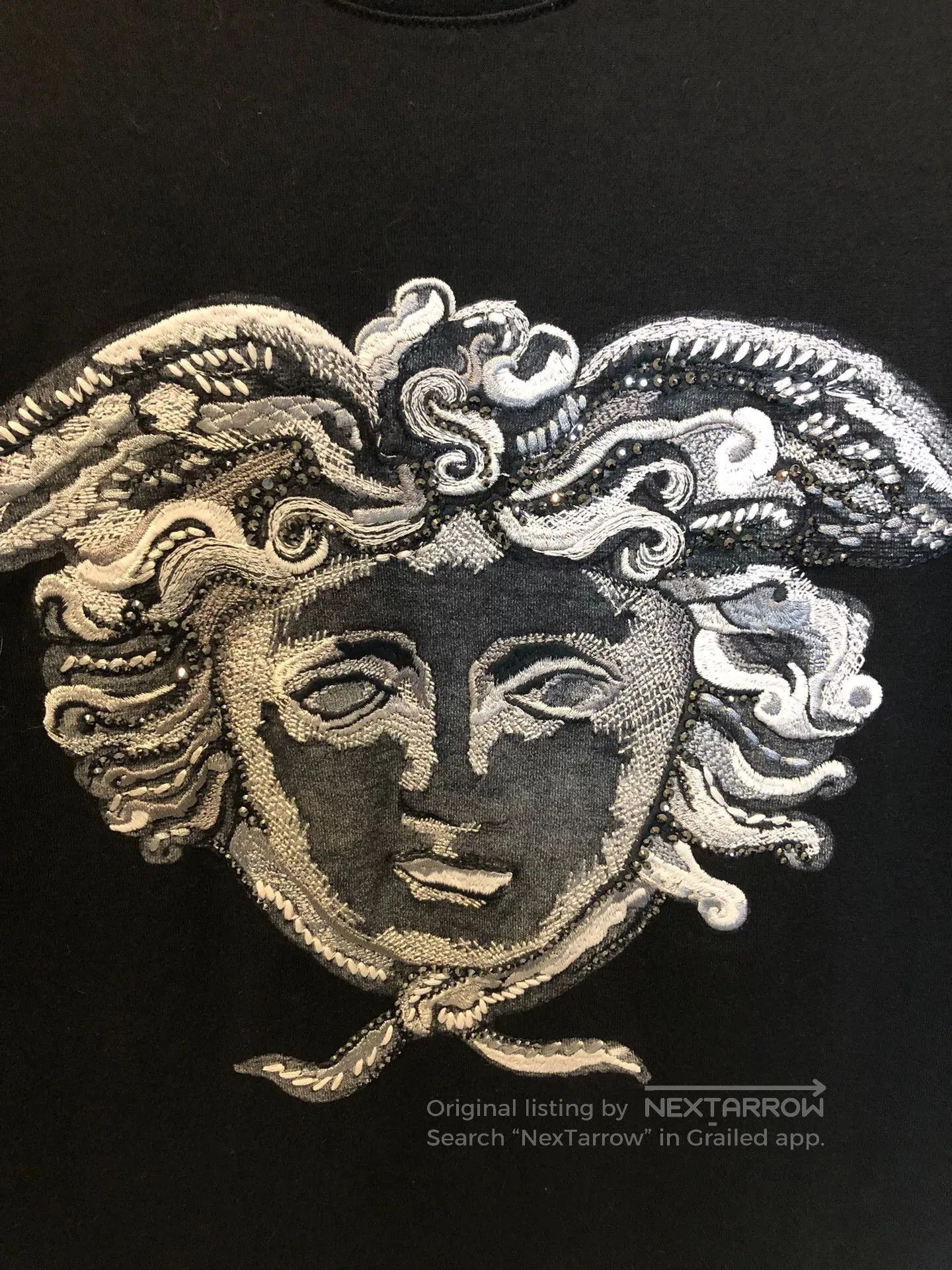 Versace Versace Men's Silver Embroidered Rhinestone Tee. Size US M / EU 48-50 / 2 - 4 Thumbnail