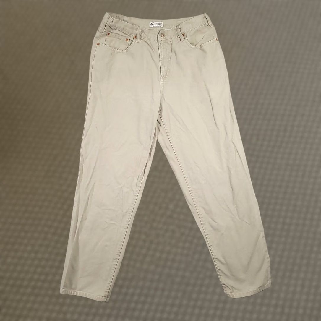 Vintage Columbia Pants Mens 36x32 Beige Cotton Canvas 5 Pocket Hiking Workwear Pants Size US 36 / EU 52 - 1 Thumbnail