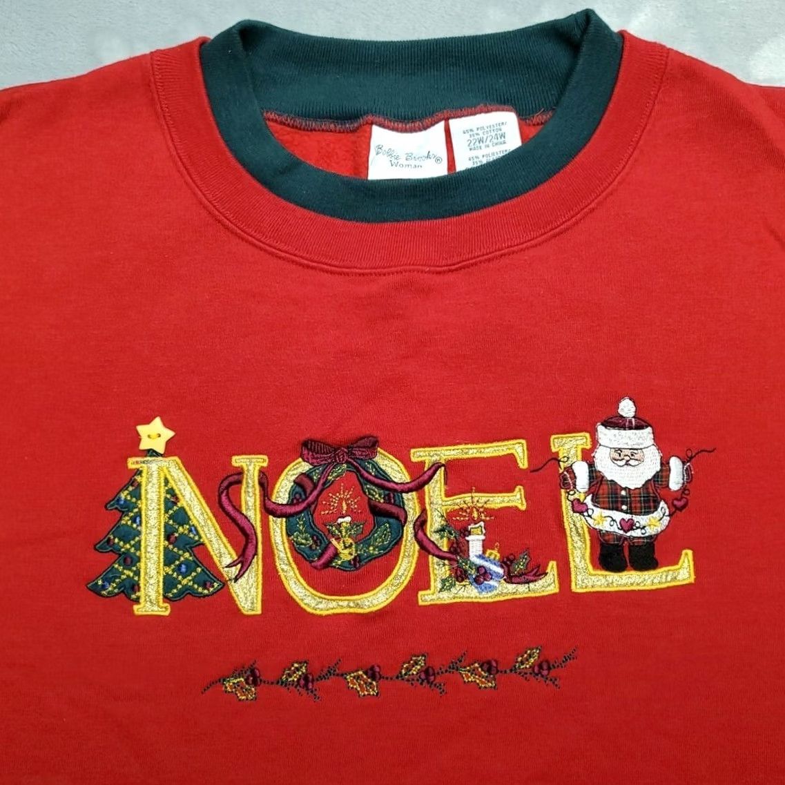 Vintage VINTAGE Christmas Sweater Womens 24w Red Noel Holiday Crewneck Pullover Retro 90s Mens Womens Boys Girls Size 3XL / US 20-22 - 2 Thumbnail