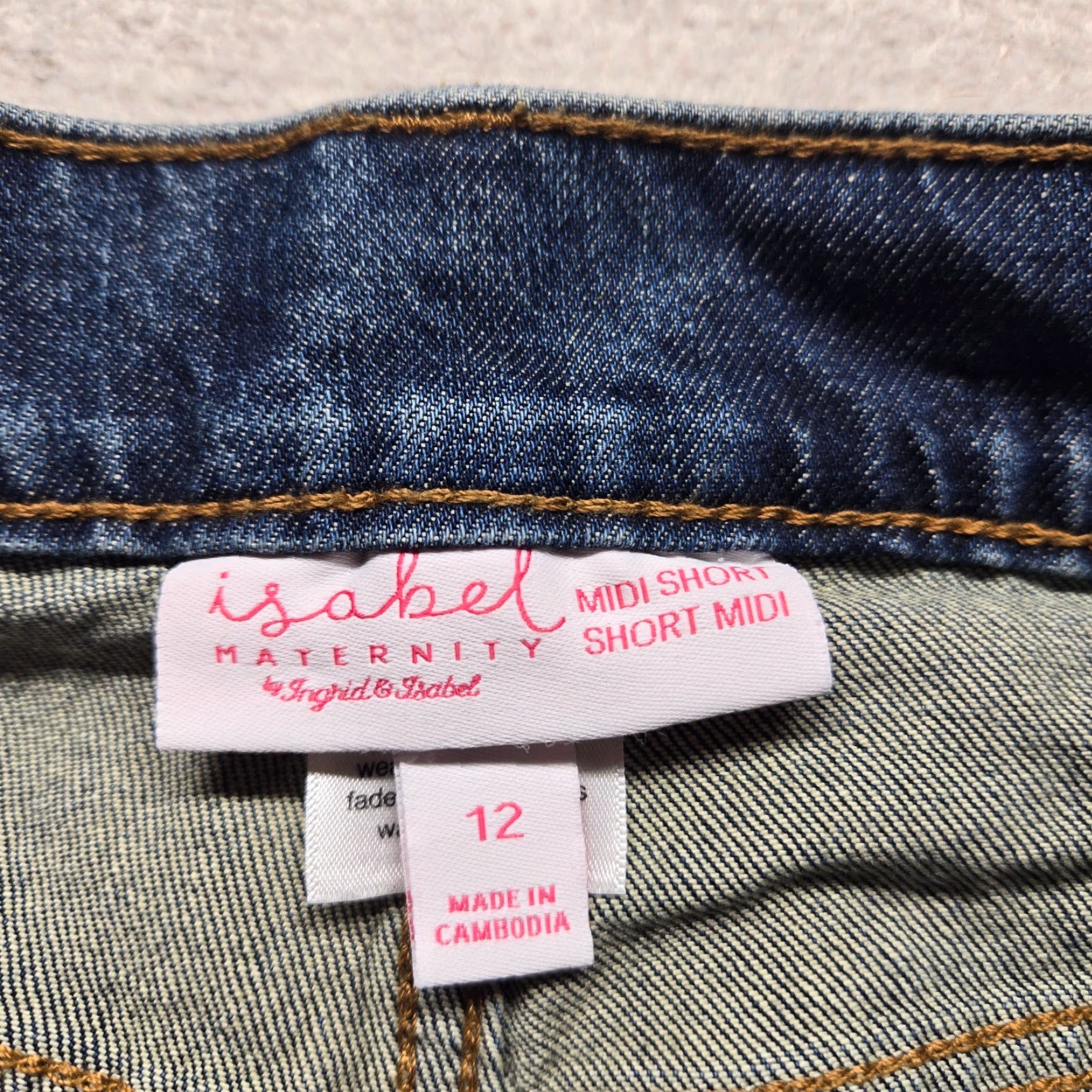 Denime Vintage Ingrid & Isabel Maternity Jean Shorts Women Size 12 Denim Midi Stretch Blue Casual Size 34" / US 12 / IT 48 - 2 Thumbnail