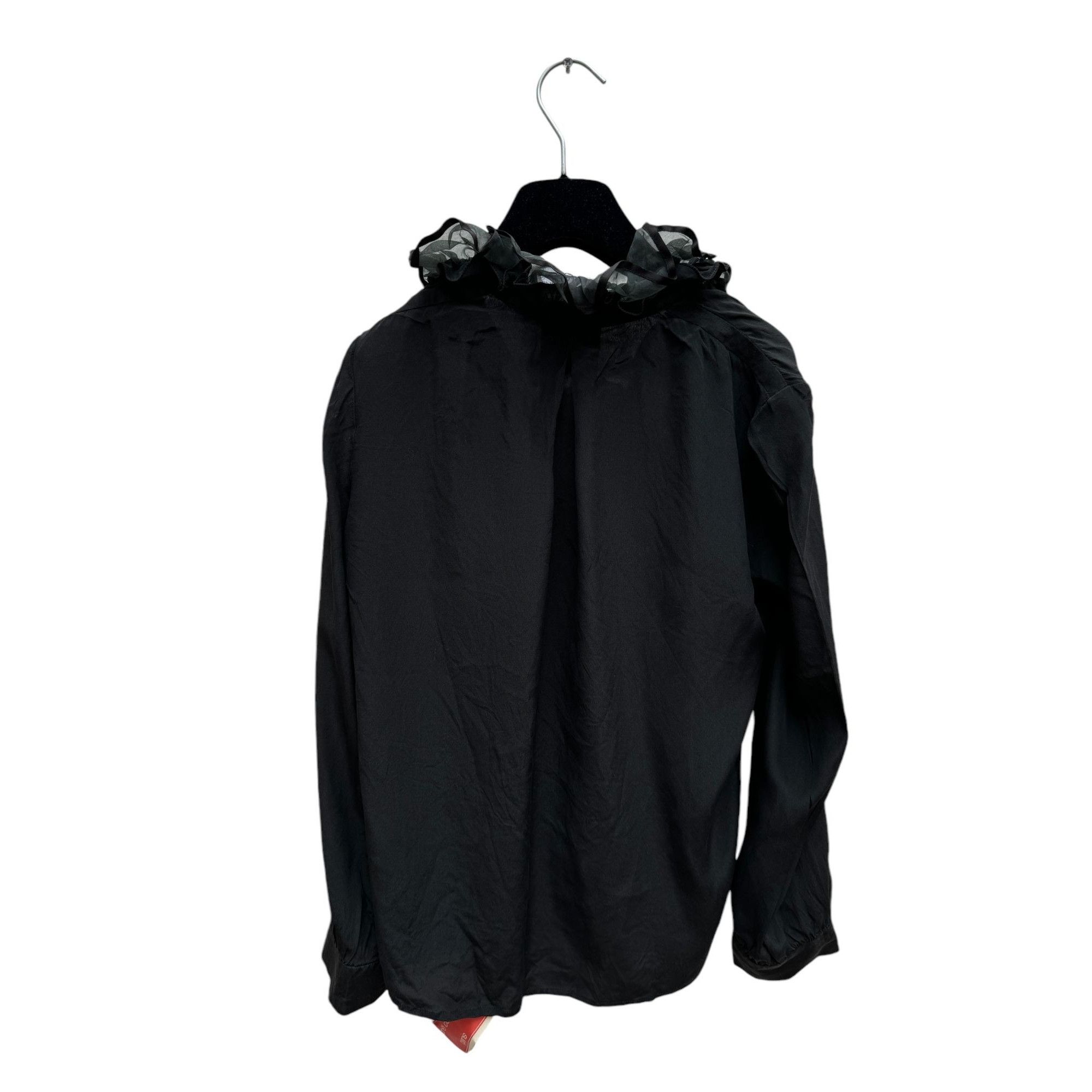 Courreges Vintage Black Silk Ruffled Collar Shirt Size S / US 4 / IT 40 - 3 Thumbnail