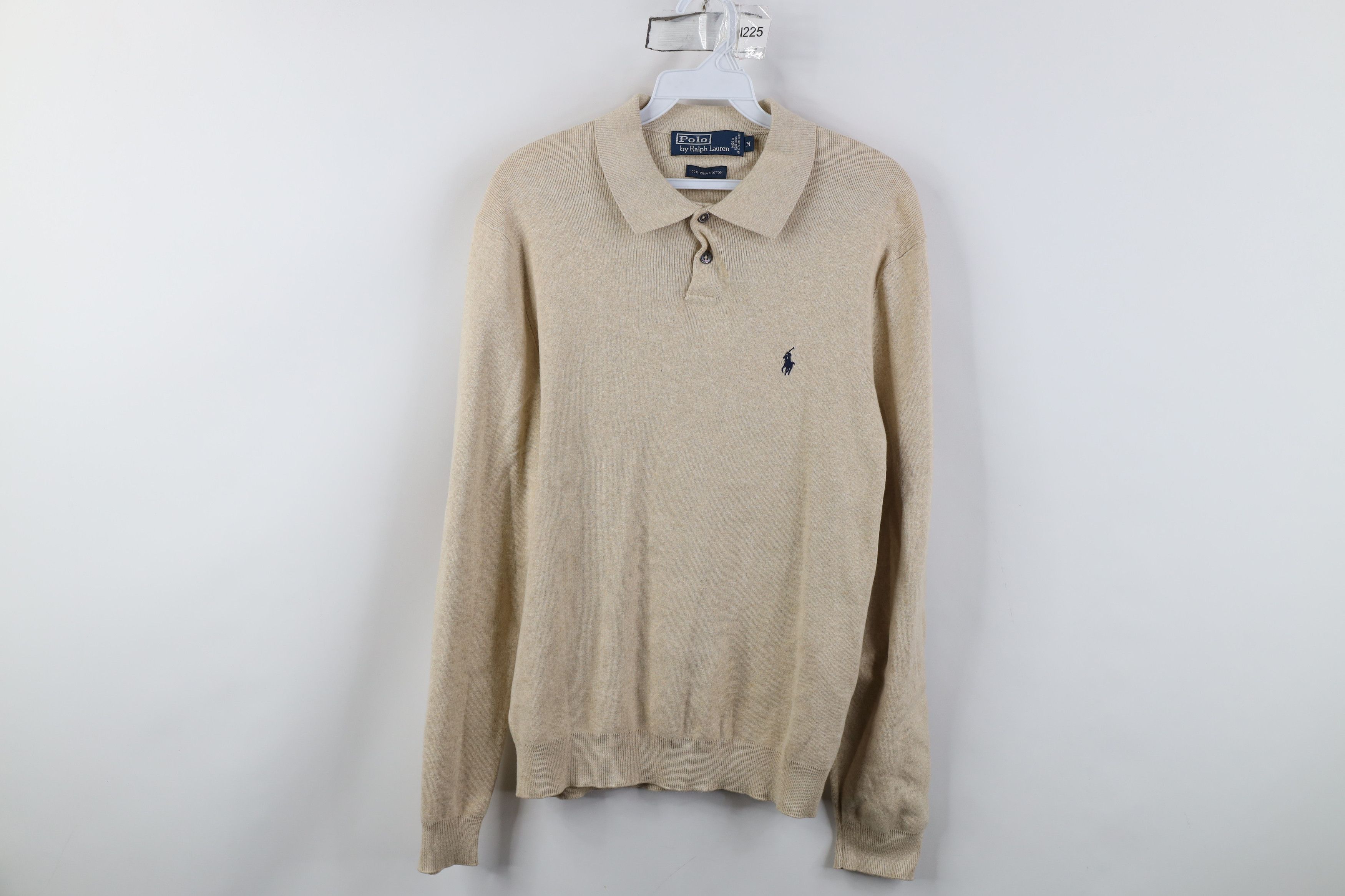Ralph Lauren Vintage 90s Ralph Lauren Cotton Ribbed Knit Long Sleve Polo Size US M / EU 48-50 / 2 - 1 Thumbnail