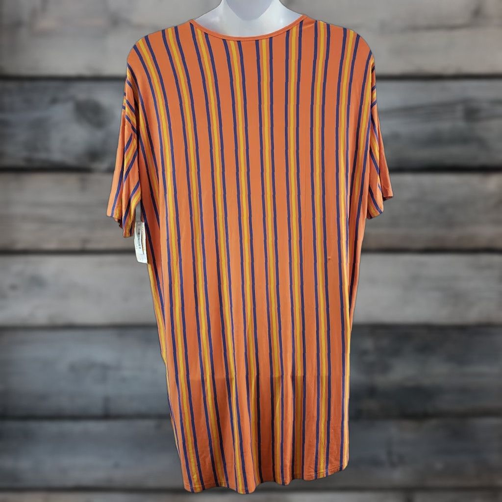 Vintage LuLaRoe Irma Top Shirt Womens 2XL Orange Blue Striped Short Sleeve Tunic Vintage No Mens Womens Size XXL / US 16-18 / IT 52-54 - 1 Thumbnail