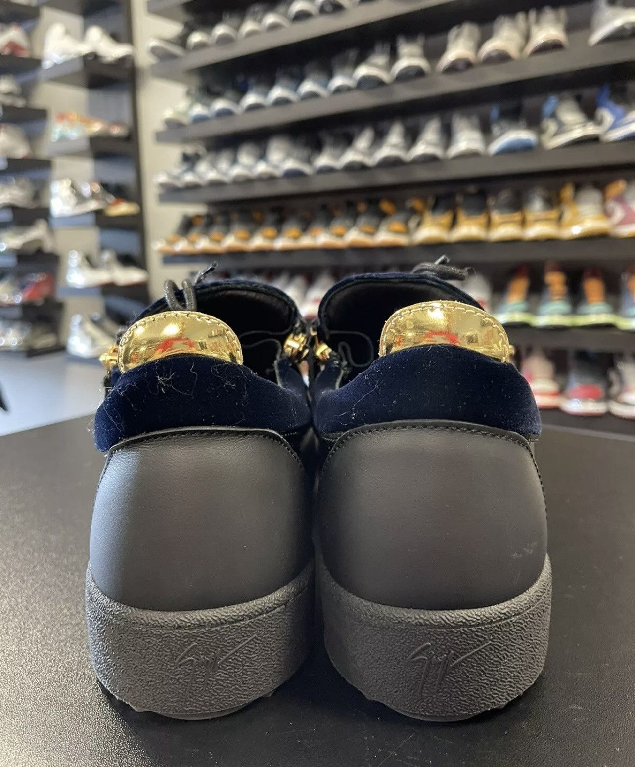 Giuseppe Zanotti Size 12 - Giuseppe Zanotti Men’s Frankie" Blue Velvet Black Size US 12 / EU 45 - 4 Thumbnail