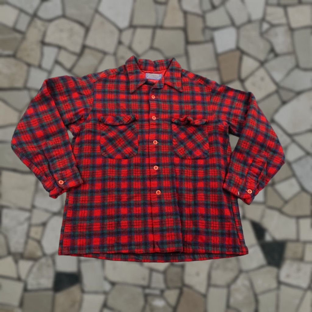 Pendleton VINTAGE Pendleton Board Shirt Mens Small Red Green Plaid Wool Flannel 70s Western Outdoors Mens S Red plaid Wool Shirt Size US S / EU 44-46 / 1 - 1 Thumbnail