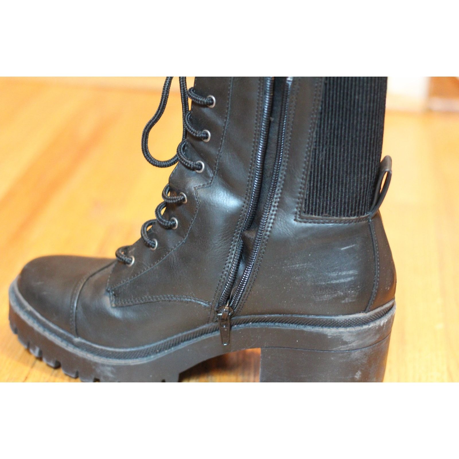 Other Size 10 Rock & Candy Womens Helia Black Zipper Combat Boots Size US 10 / IT 40 - 6 Thumbnail