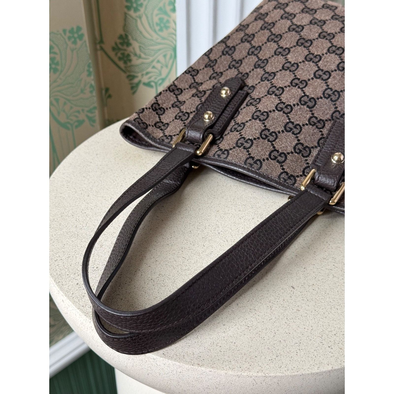 Gucci Gucci Monogram GG Jaquard Canvas Grey Brown Small Tote Hand Size ONE SIZE - 12 Thumbnail