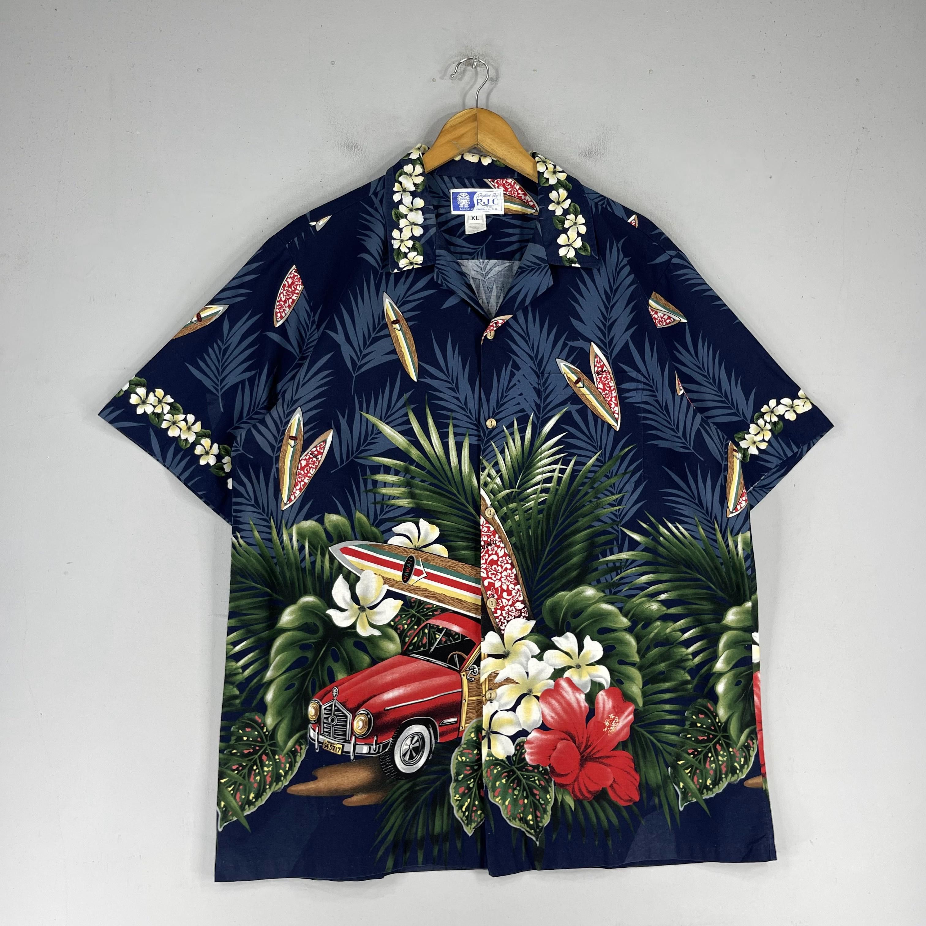 Vintage Vintage RJC Hawaii Tropical Classic Cars Motive Shirt Size US XL / EU 56 / 4 - 4 Thumbnail