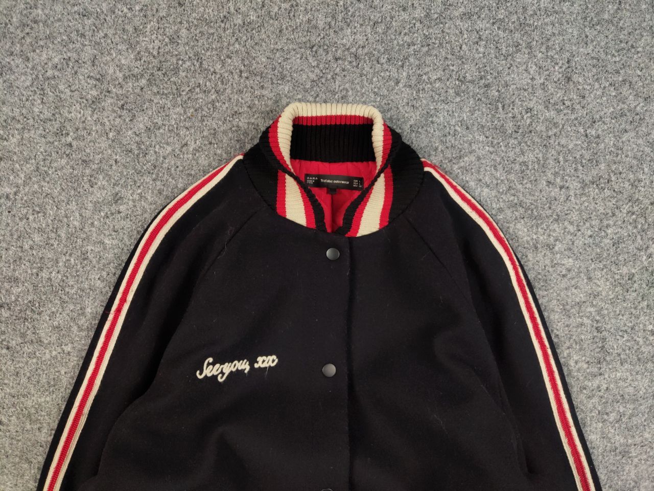 Vintage Vintage Varsity Bomber Wool Black logo Jacket Japan Style Size US M / EU 48-50 / 2 - 3 Thumbnail