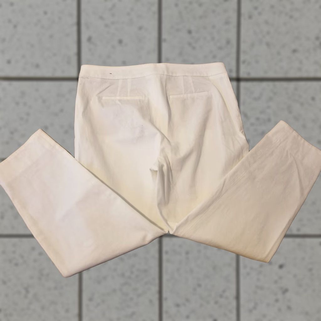 Talbots Womens Talbots Pants White 10P Slack Chino Dress Pants Straight Leg Front Flat Cotton Stretch Casual Dressy Formal Vintage No Size 32" / US 10 / IT 46 - 1 Thumbnail