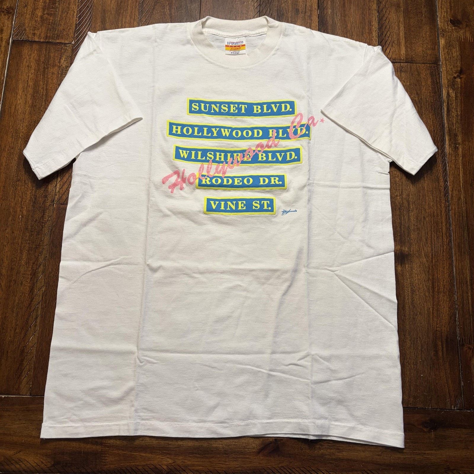 Vintage Vtg Hazelwood Hollywood Blvd Shirt Mens XL White Street USA Size US XL / EU 56 / 4 - 2 Thumbnail
