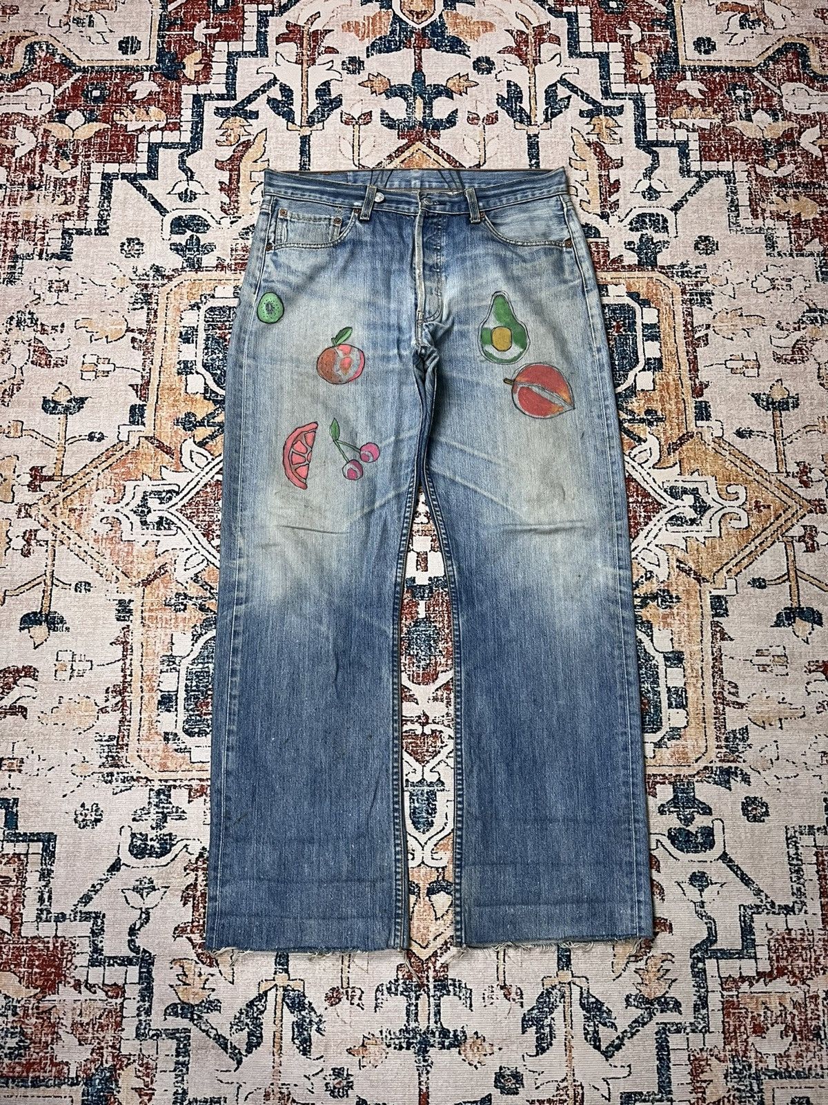 Levi's Levi’s 501 Custom Painted Furits Denim Pants Size US 34 / EU 50 - 1 Thumbnail