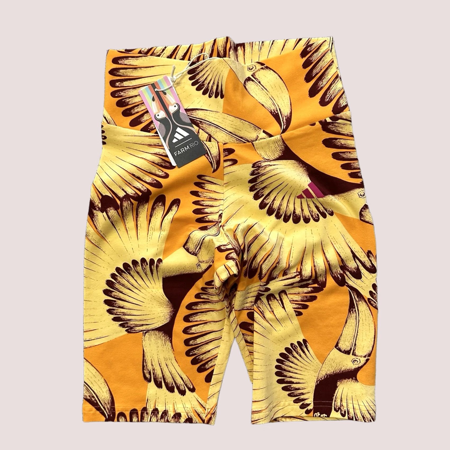 Adidas Adidas Farm Rio Bike Shorts Womens XS Tights JD6287 Feather Print Orange Cotton Spandex Athletic Stretch 10” Sedan Size 26" / US 2 / IT 38 - 1 Thumbnail