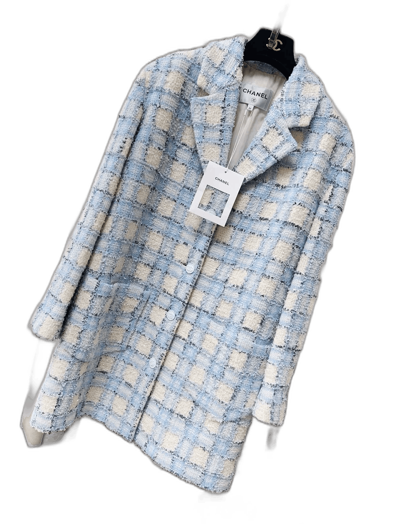 Chanel Chanel Blue White Tweed Sequin Jacket Size M / US 6-8 / IT 42-44 - 1 Thumbnail