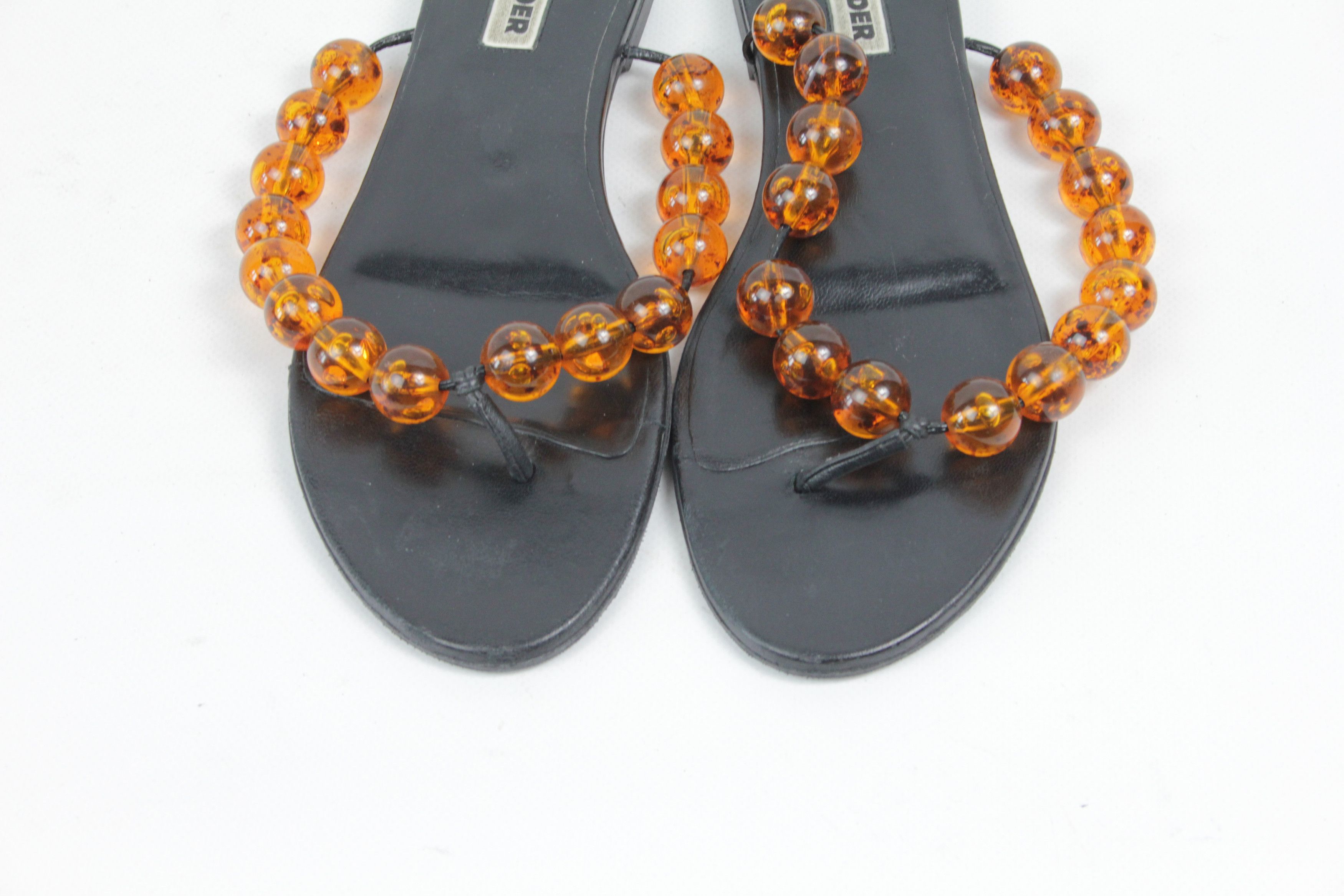 Jil Sander 2021SS Beaded Leather Flip Flops Size US 10.5 / IT 40.5 - 3 Thumbnail