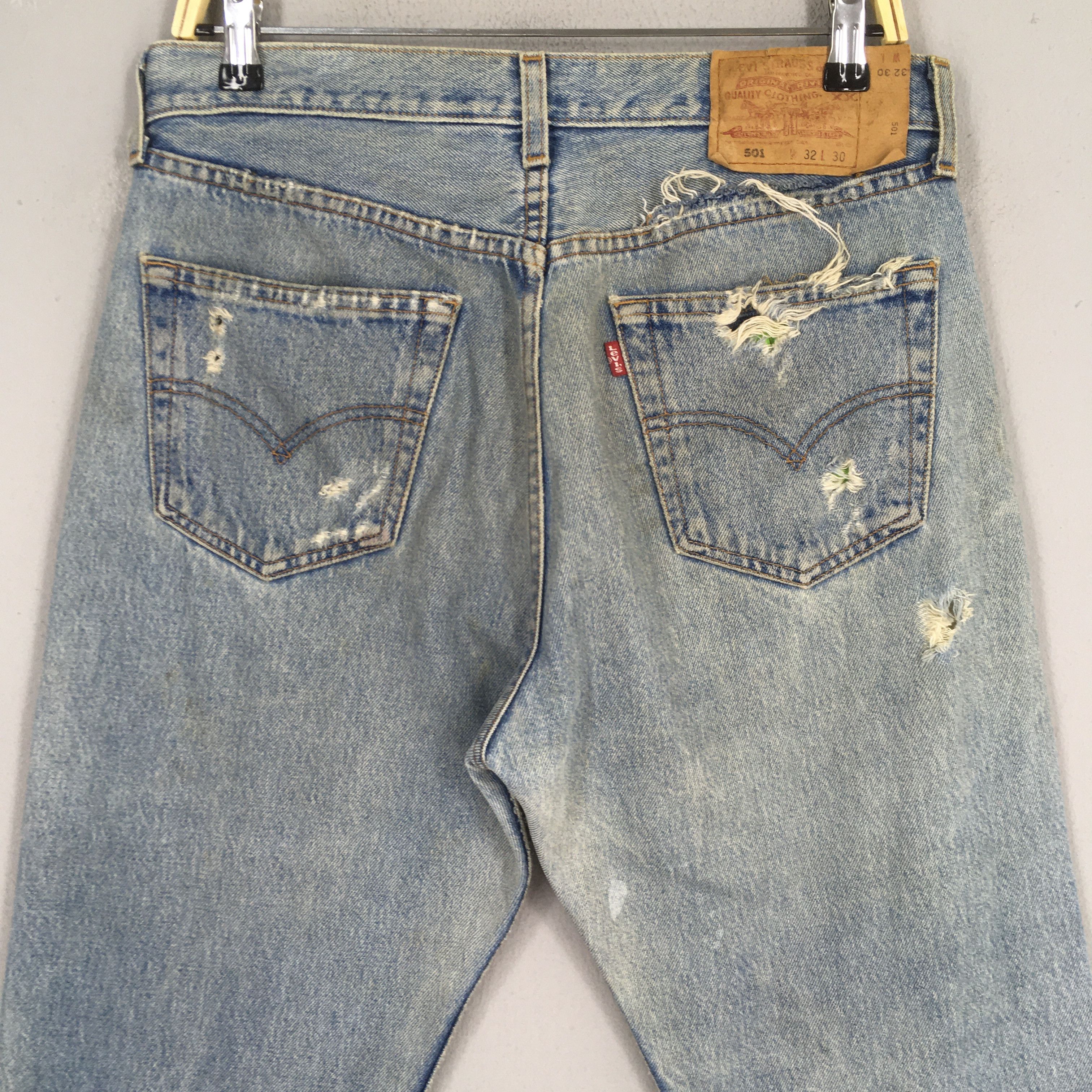 Levi's Size 31x28.5 Vintage 90s Levi's 501 Distressed Jeans S1867 Size US 31 - 8 Thumbnail