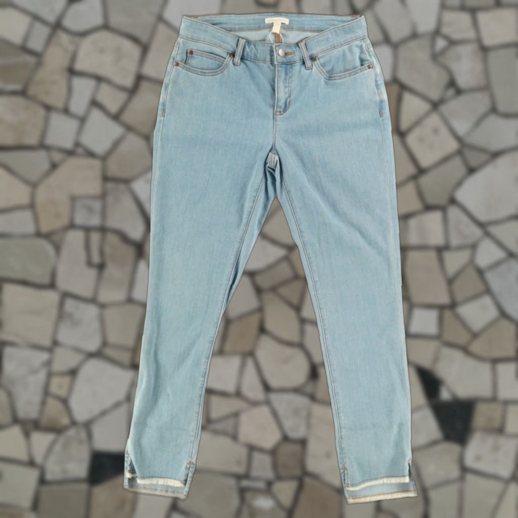 Eileen Fisher Jeans Slim Ankle Cotton Blend Denim Blue Women's 4 Slim fit Jeans Pants 28 Inseam 27in
