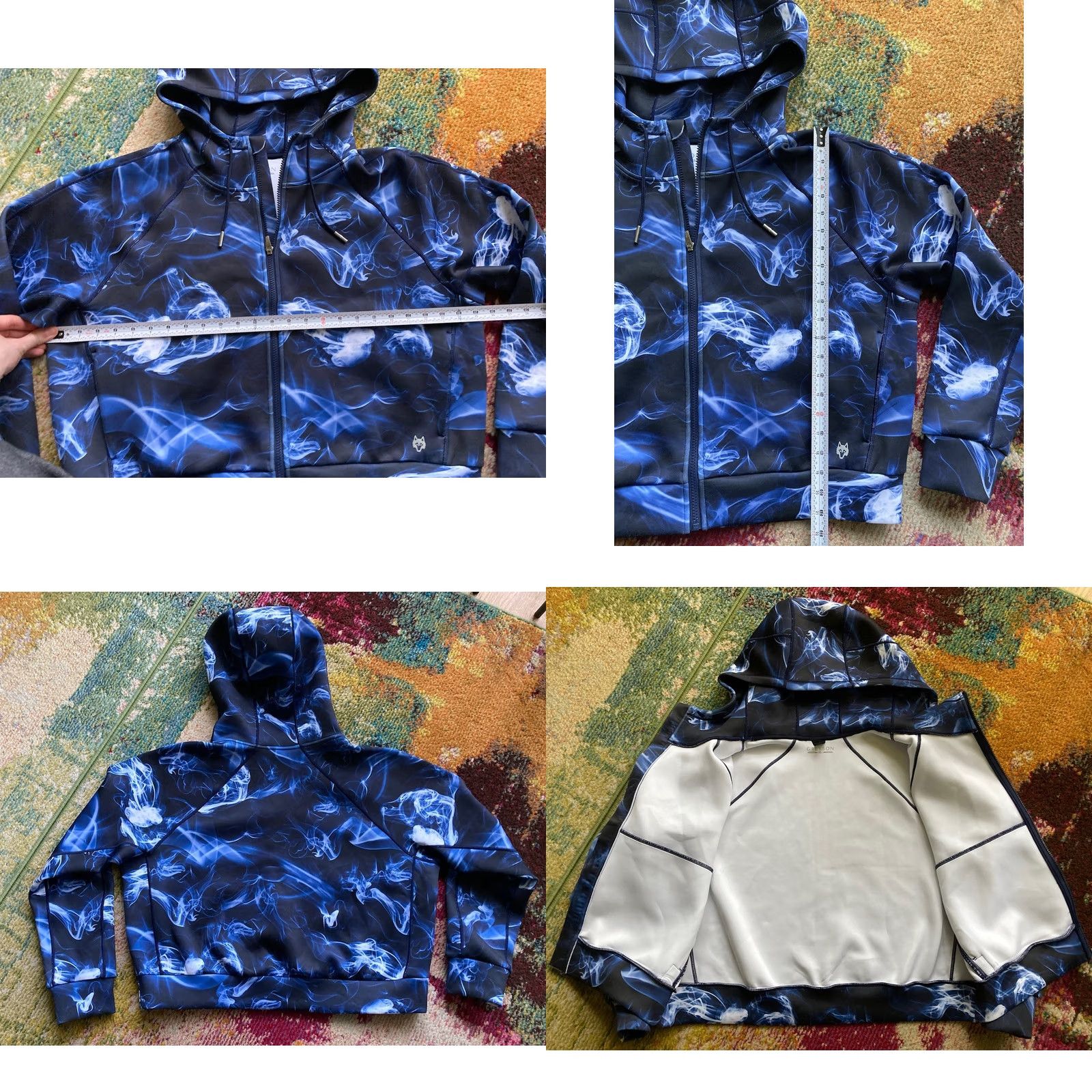 Vintage Greyson Hoodie Womens XL Cropped Ghost Dancer Blue Stretch Polyester Spandex Activewear Golf Ghost Womens XL Blue Size XL / US 12-14 / IT 48-50 - 8 Thumbnail