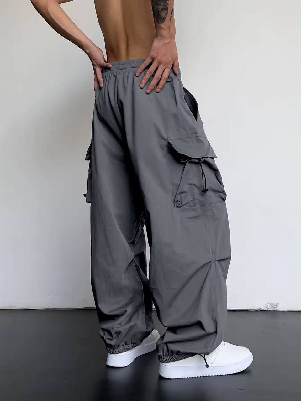 Vintage men's monochrome kargo pants y2k Size US 33 - 3 Thumbnail