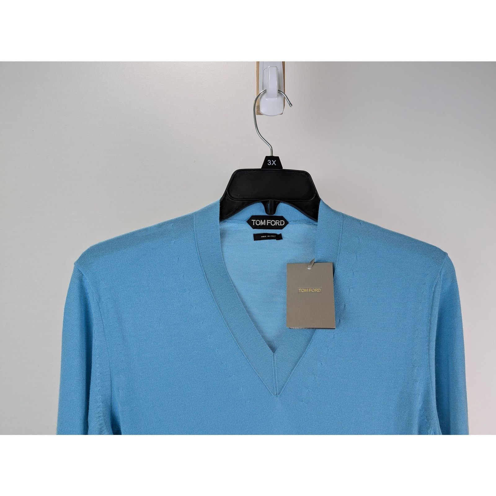 Tom Ford o1rshd1 V-Neck Knitwear Sweatshirt Sweater in Sky Blue Size US S / EU 44-46 / 1 - 3 Thumbnail