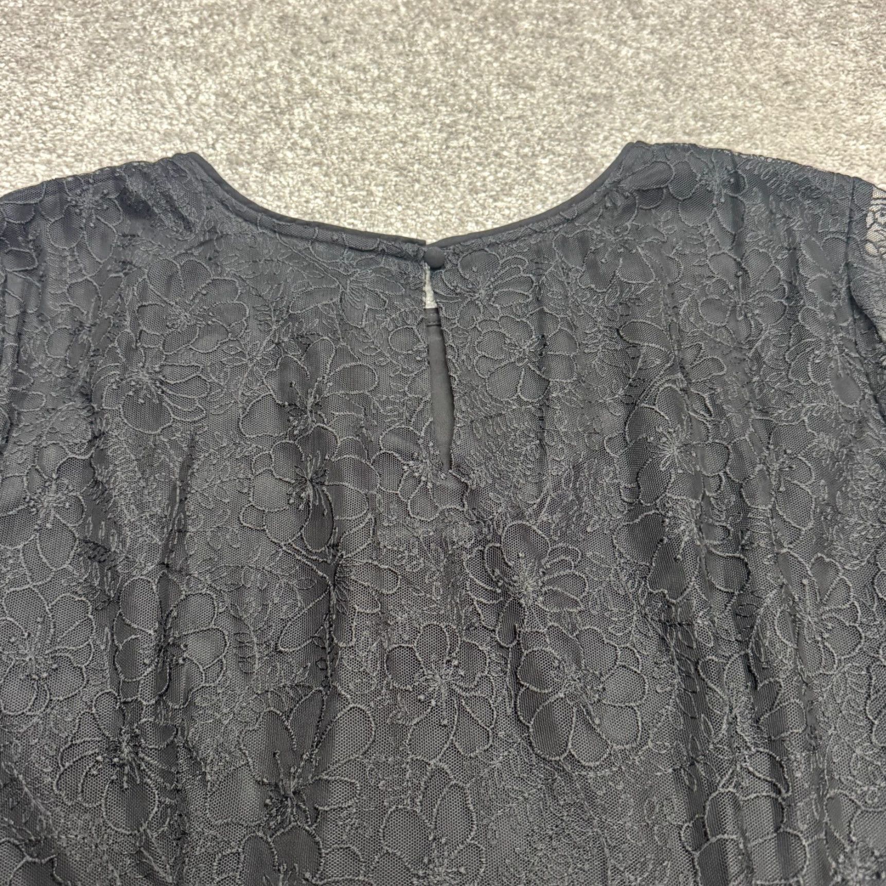 Vintage CeCe Lace Floral Shift Dress Womens XL Black Short Sleeve Cocktail LBD Classic Size 40" / US 18 - 6 Thumbnail